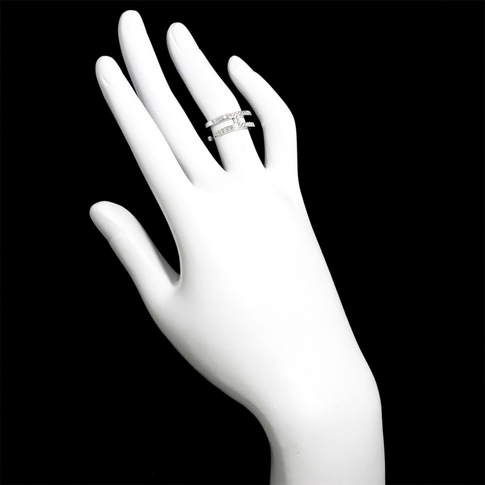 Hermes Hermes Ariane Chaine d'Ancre #48 Ring with Diamonds, 18K White Gold (750) Size ONE SIZE - 9 Thumbnail
