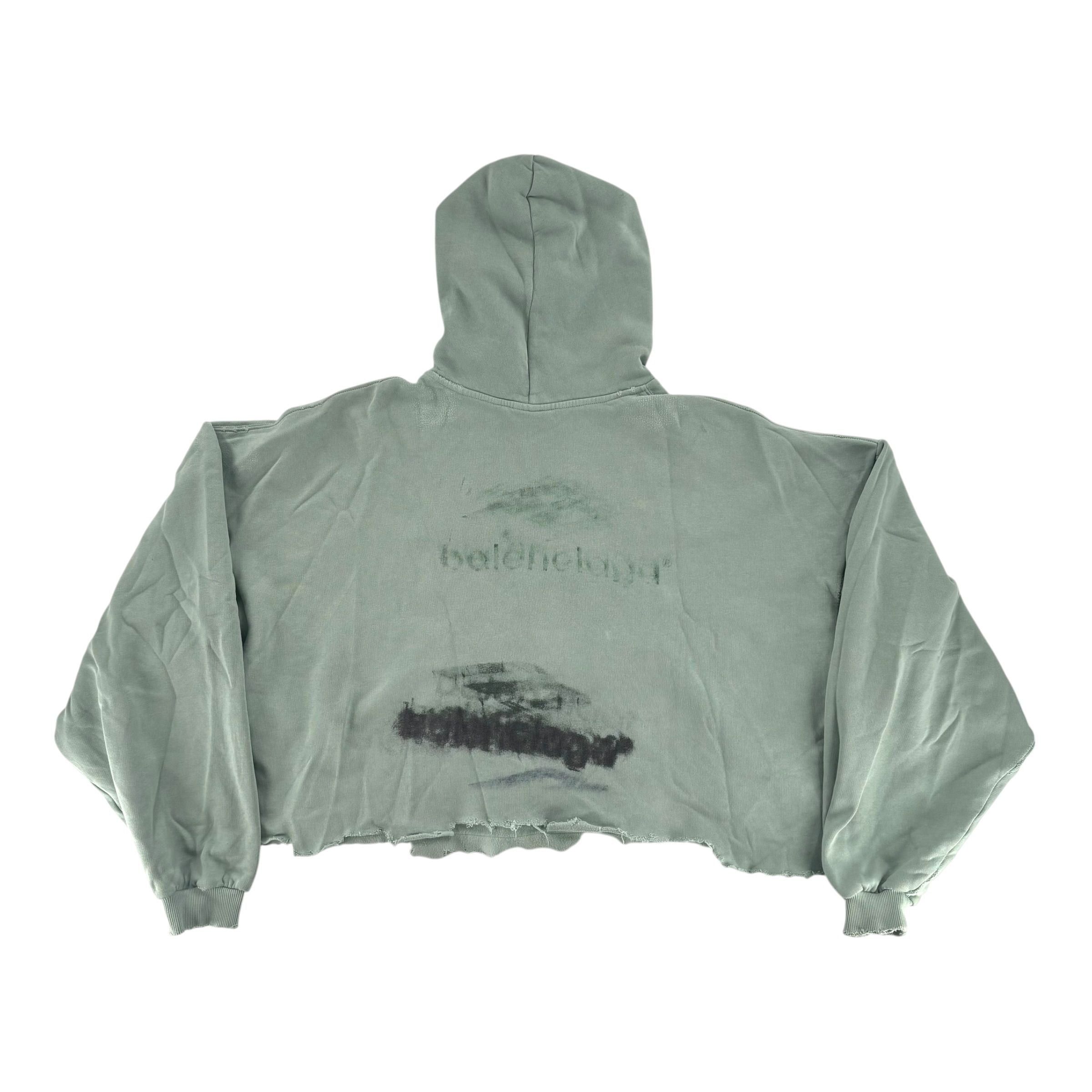 Balenciaga DIY Imprint Cropped Hoodie Sage Green Size US L / EU 52-54 / 3 - 3 Thumbnail