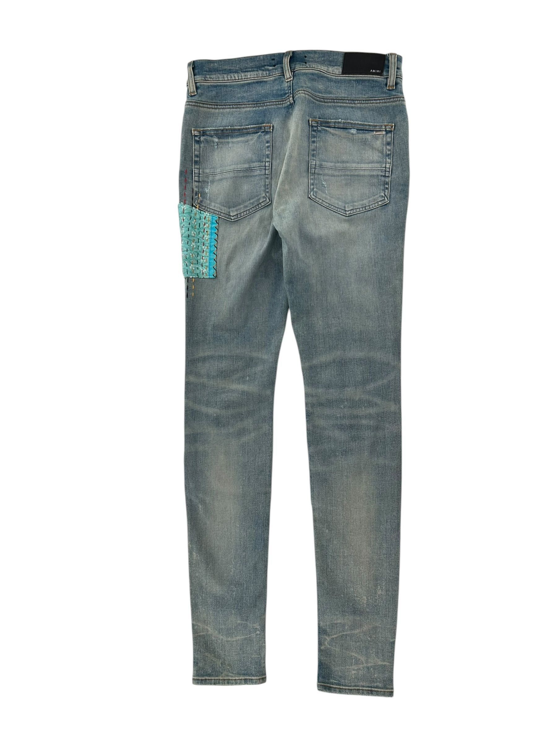 Amiri Paint Quilted Patch Denim Lightwash Size US 32 / EU 48 - 3 Thumbnail