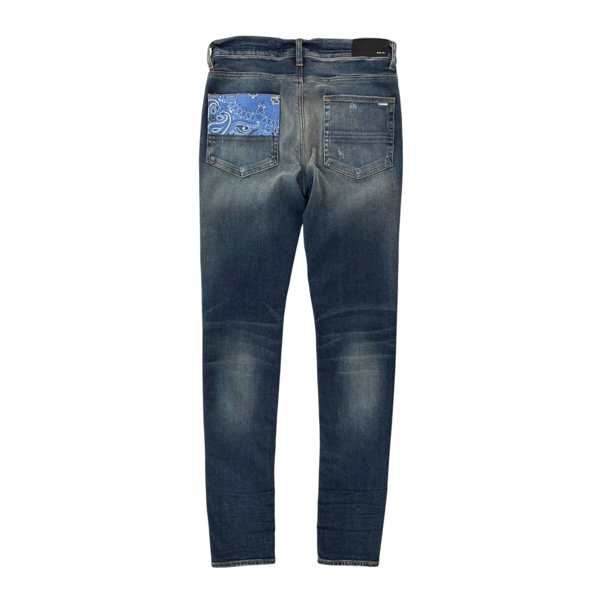 Amiri Blue Bandana Knee Patch Jeans Size US 32 / EU 48 - 2 Thumbnail