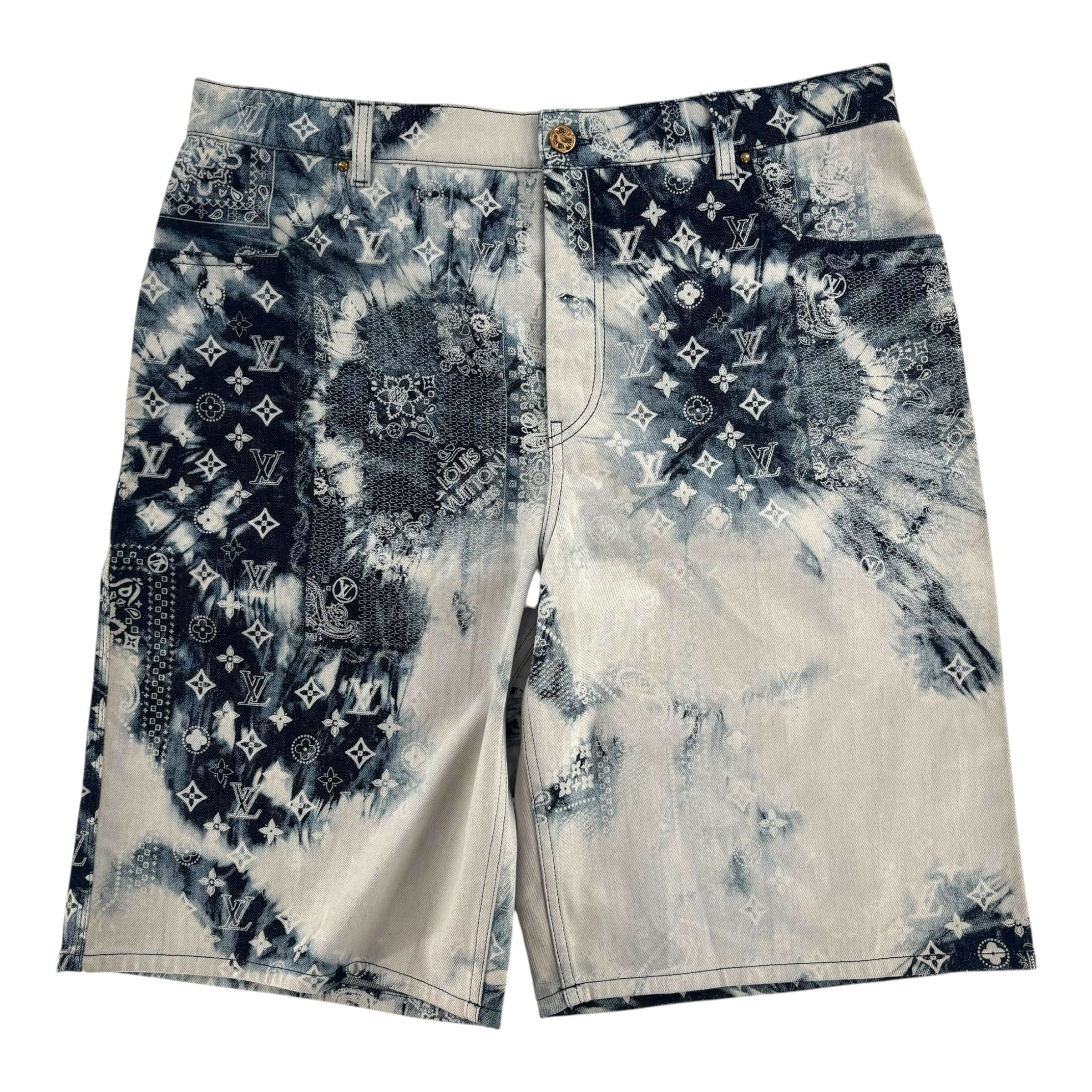 Louis Vuitton Bleached Bandana Monogram Denim Shorts Blue Size US 38 / EU 54 - 2 Thumbnail