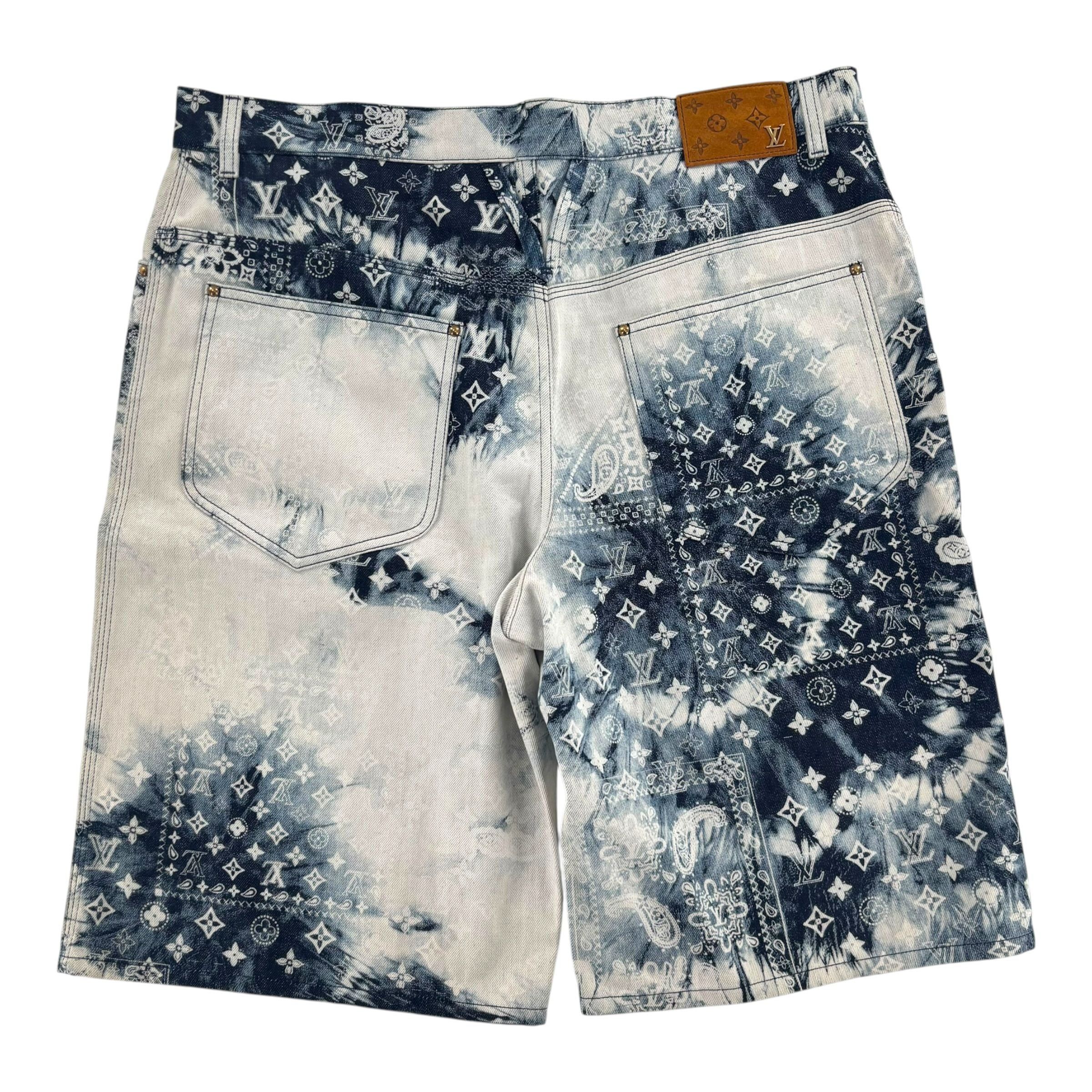 Louis Vuitton Bleached Bandana Monogram Denim Shorts Blue Size US 38 / EU 54 - 3 Thumbnail