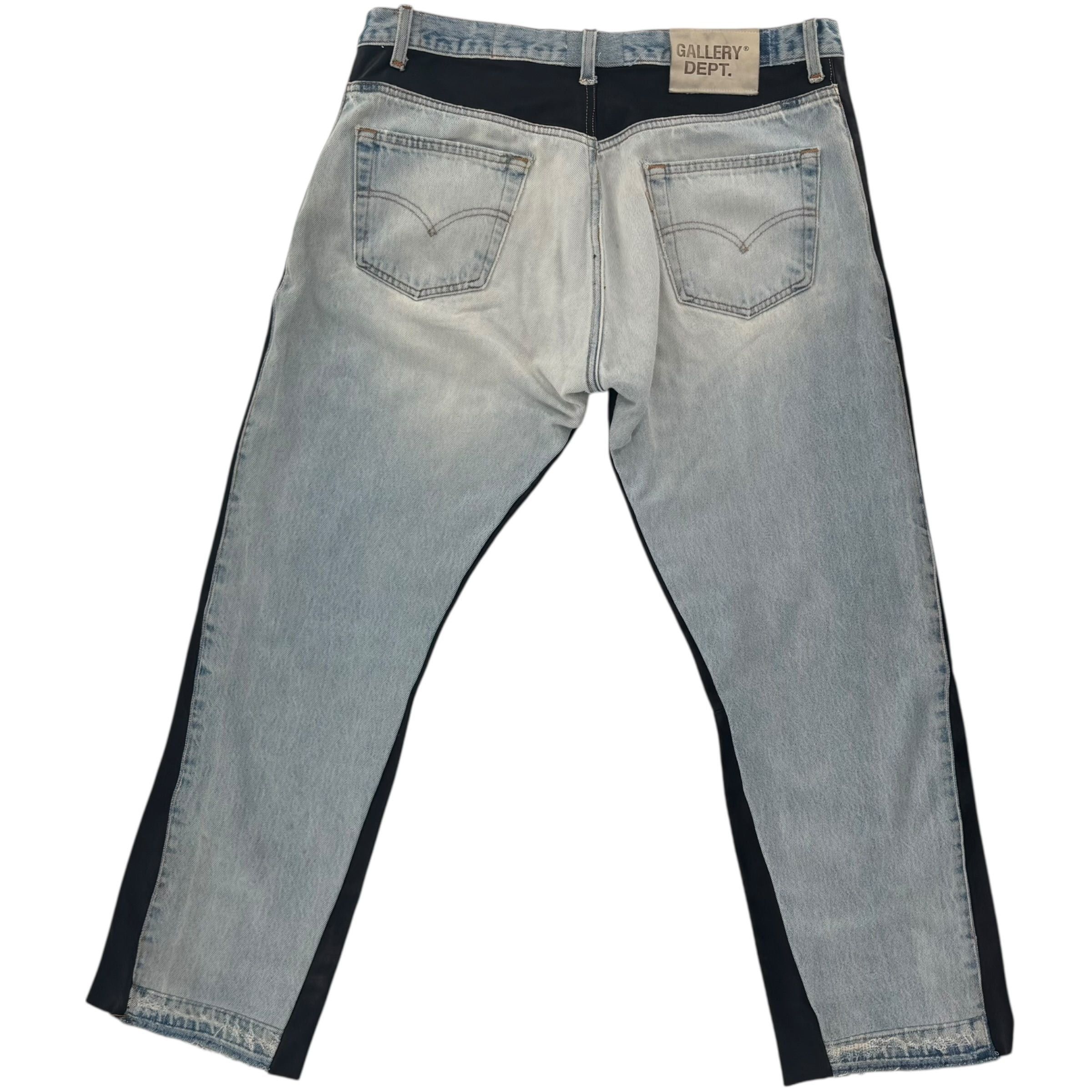 Gallery Dept. Leather Insert Bronco Flare Jeans Blue Size US 37 - 3 Thumbnail