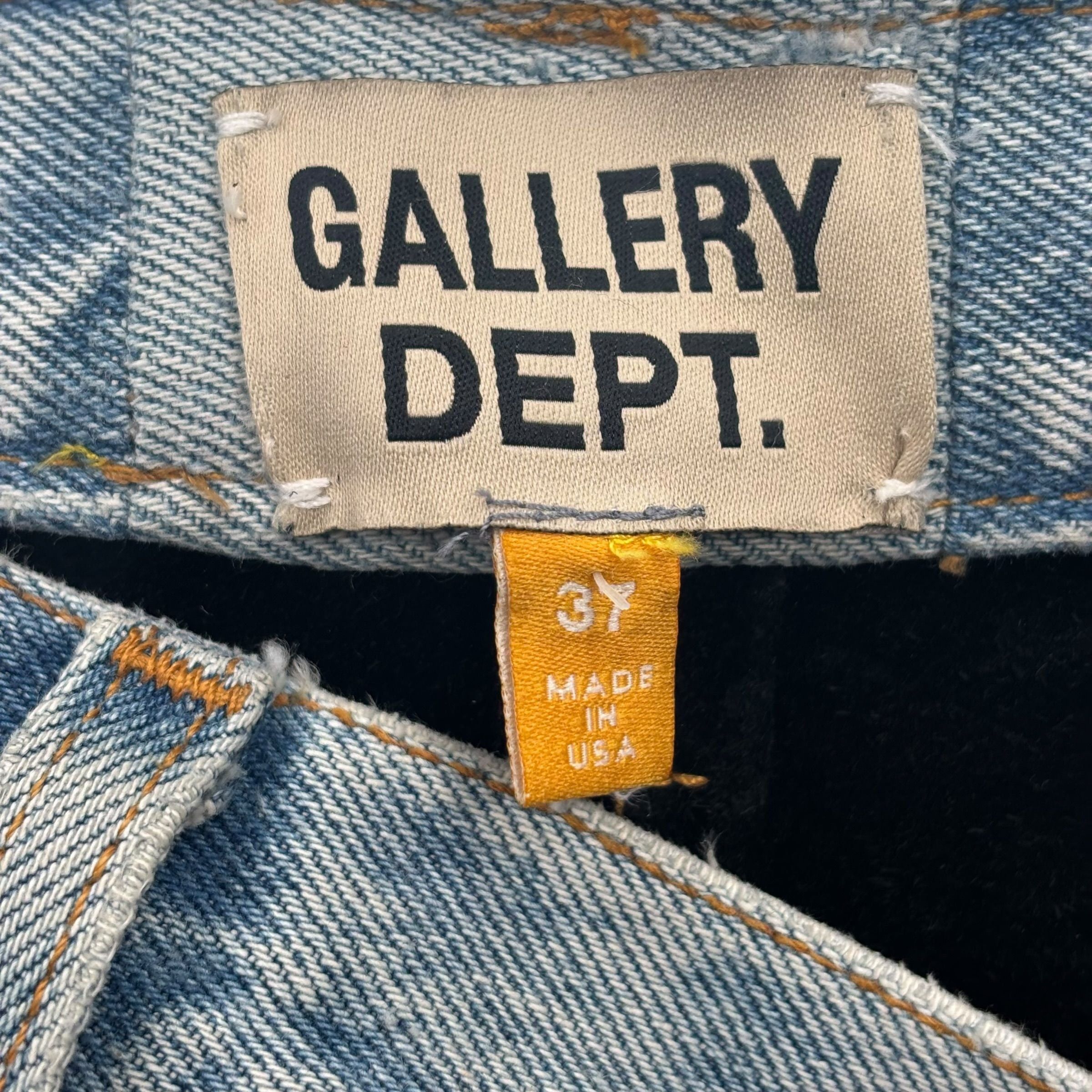 Gallery Dept. Leather Insert Bronco Flare Jeans Blue Size US 37 - 4 Thumbnail