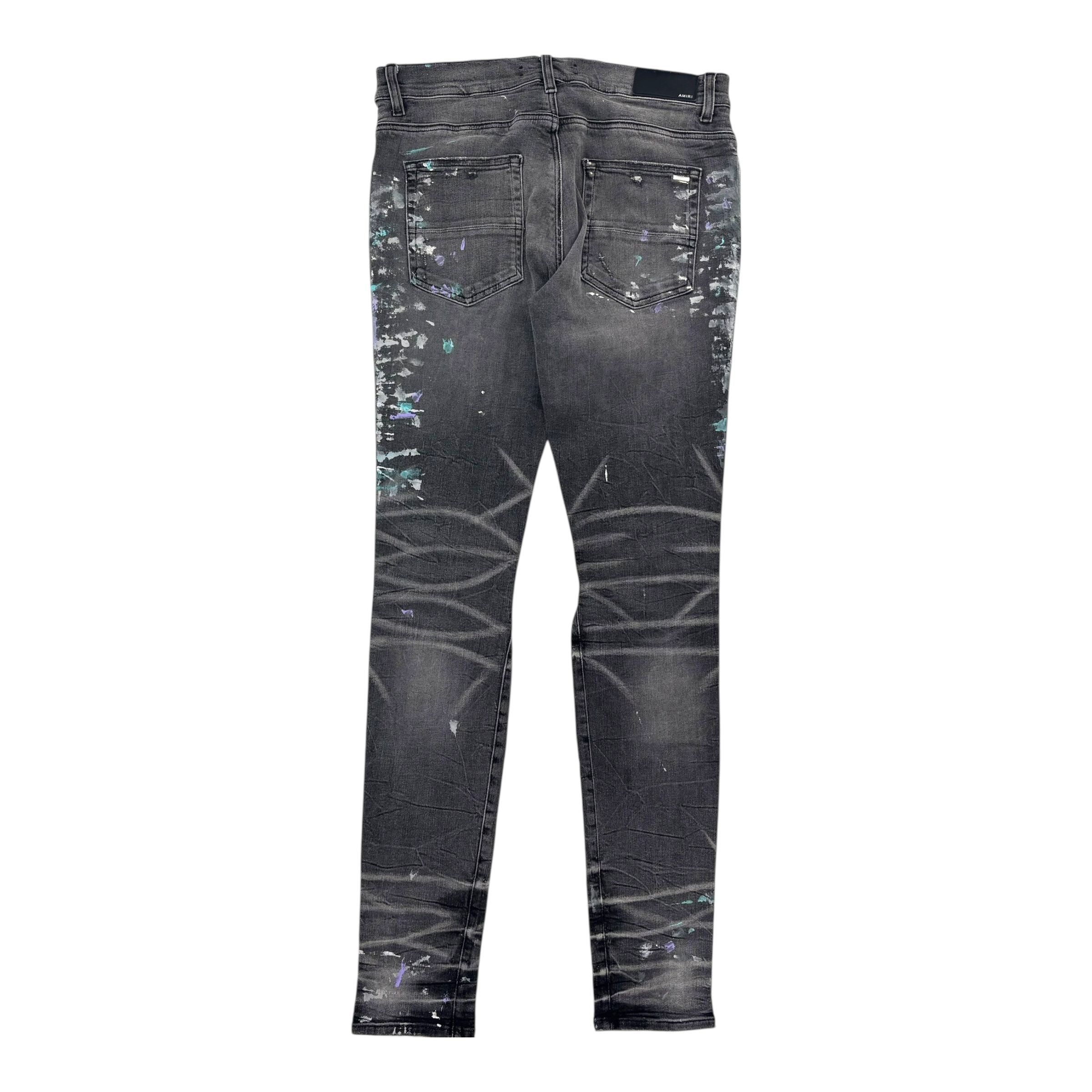 Amiri Paint Splatter Grey Skinny Jeans Size US 32 / EU 48 - 2 Thumbnail