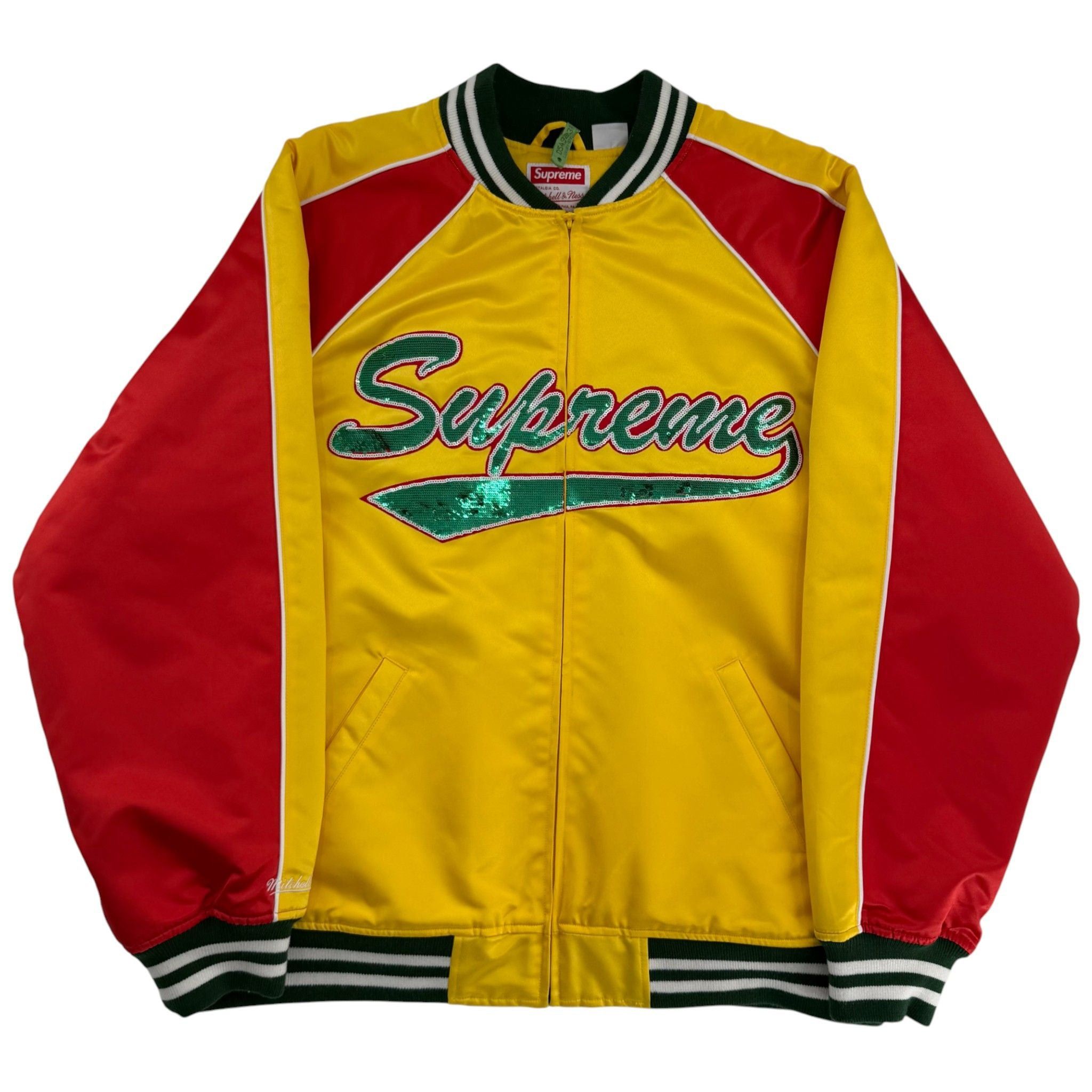 Supreme Mitchell & Ness Sequin Logo Varsity Jacket Gold Size US XL / EU 56 / 4 - 2 Thumbnail