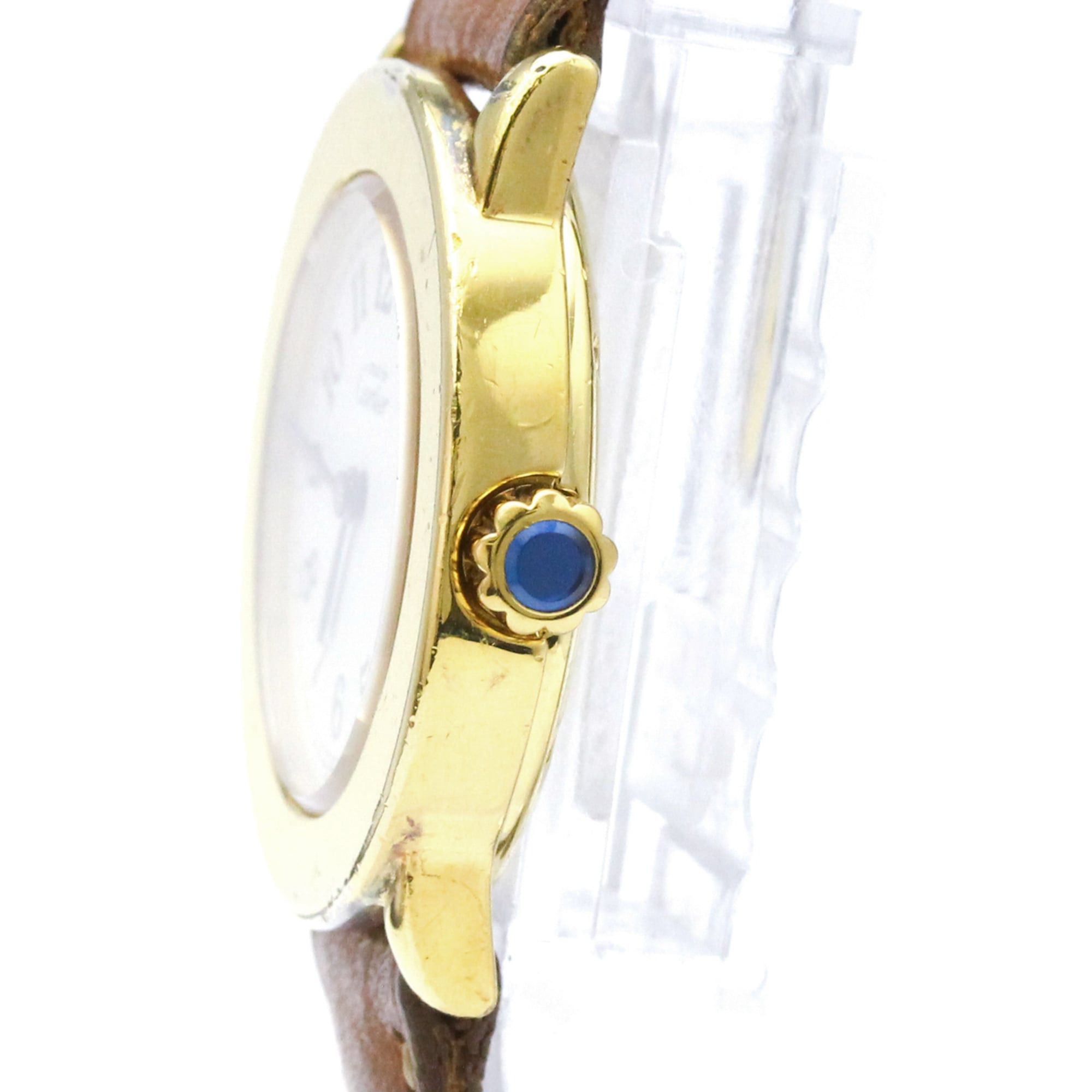 Cartier Must Rondo Gold Plated Leather Quartz Analog Display Ivory Dial Watch CARTIER Must Rondo SM beige Dial Quartz Ladies Watch main image 4