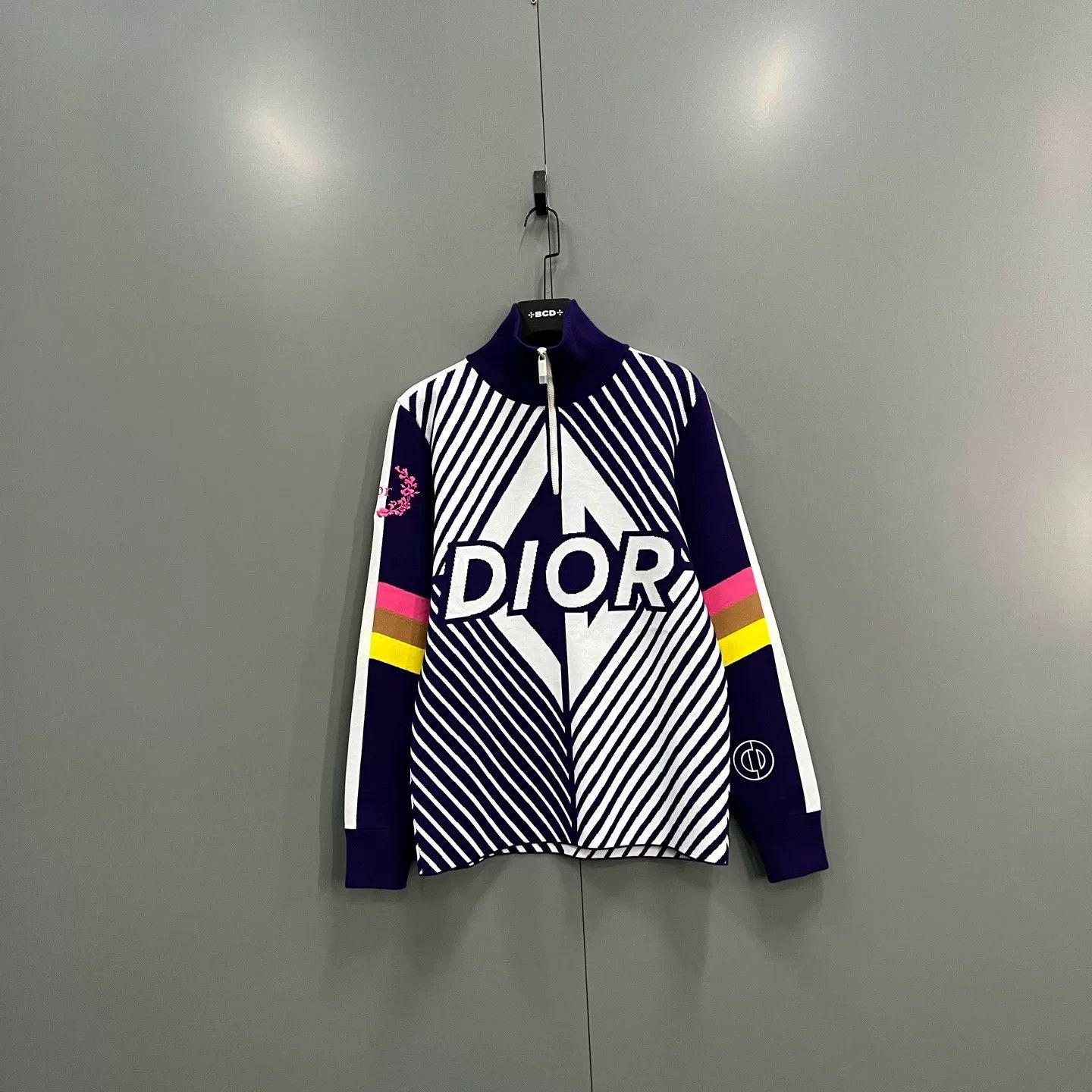 Dior Dior Logo Striped Half-Zip Sweater Size M Size US M / EU 48-50 / 2 - 2 Thumbnail