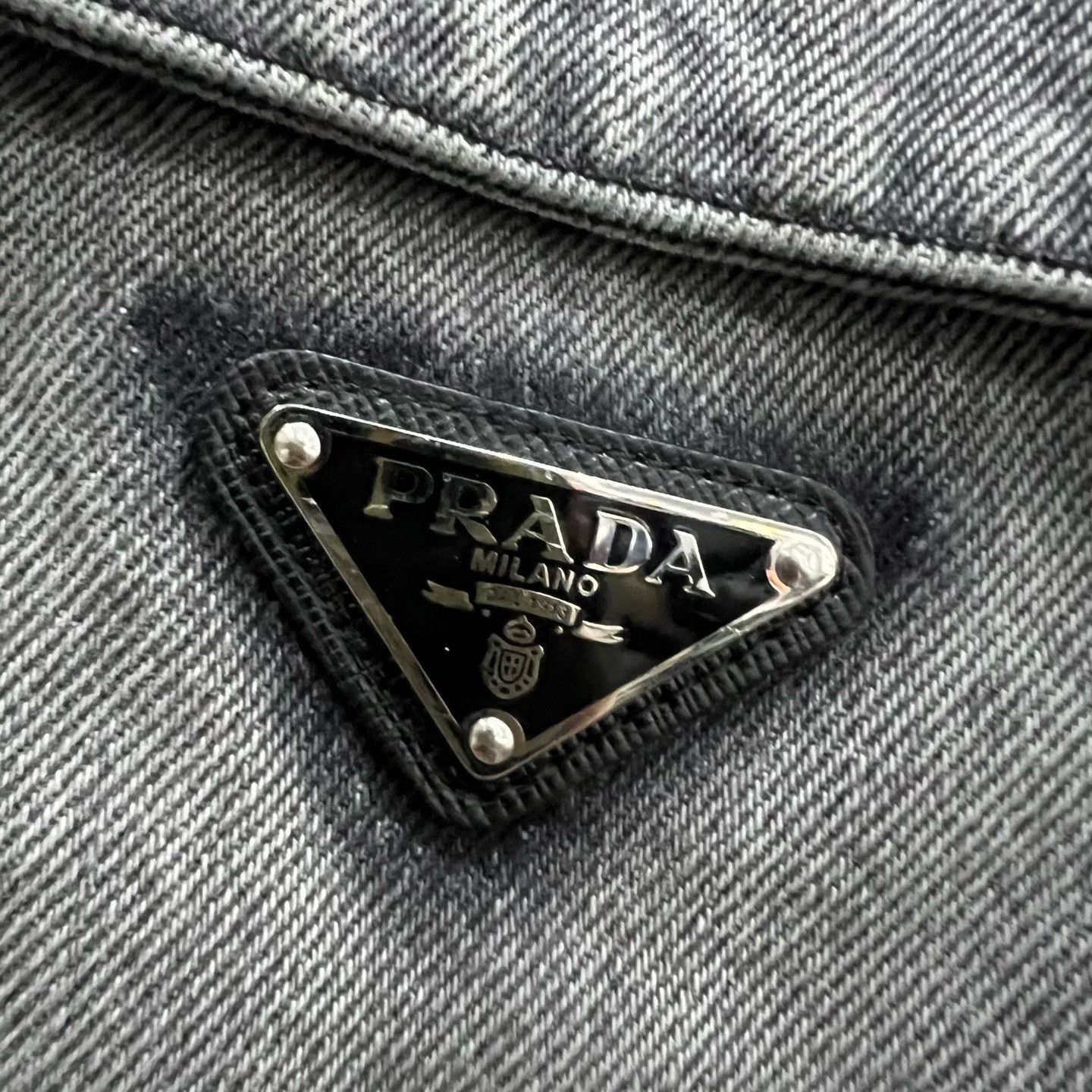Prada Prada Washed Denim Triangle Logo Shirt Size M Size US M / EU 48-50 / 2 - 5 Thumbnail