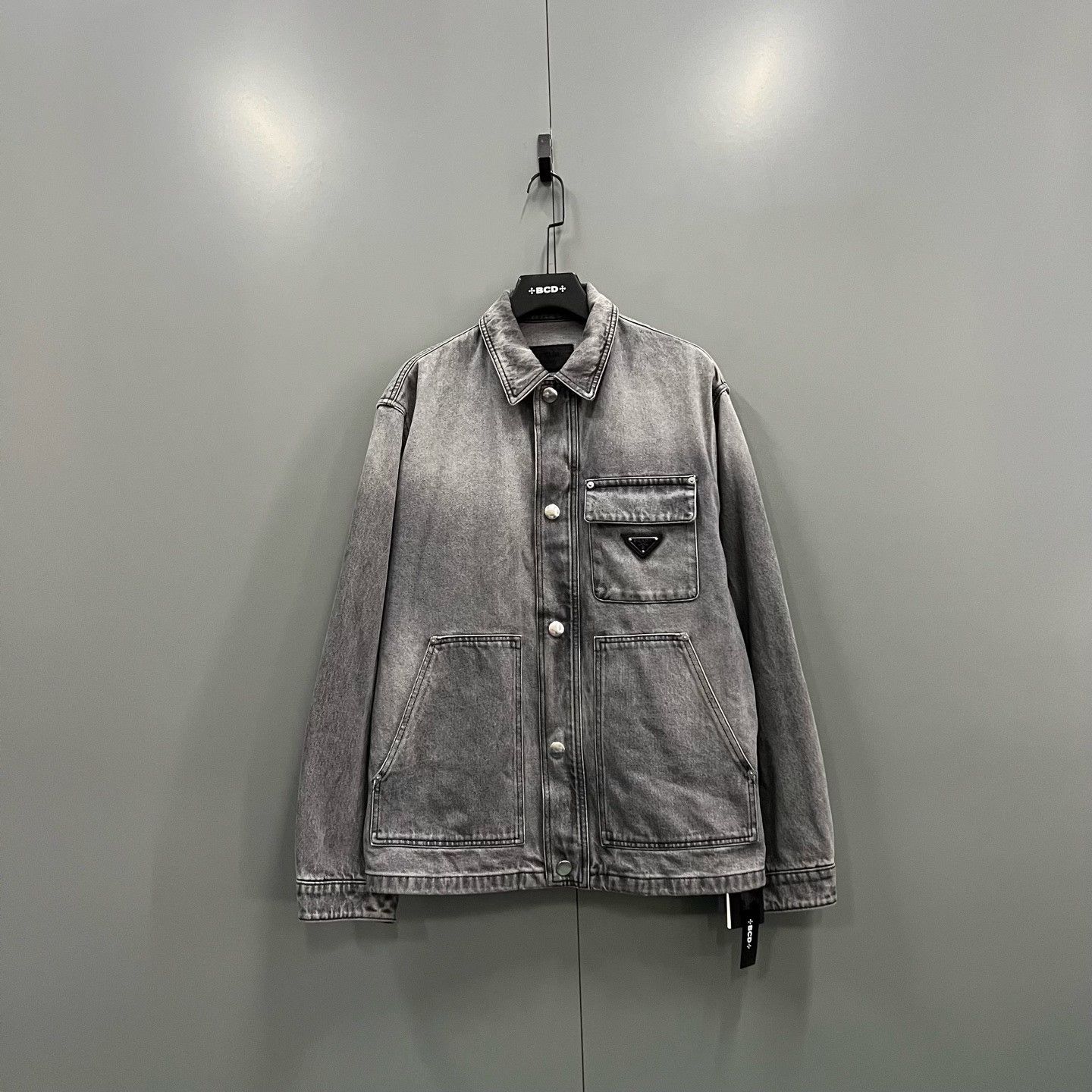 Prada Prada Washed Denim Triangle Logo Shirt Size M Size US M / EU 48-50 / 2 - 2 Thumbnail