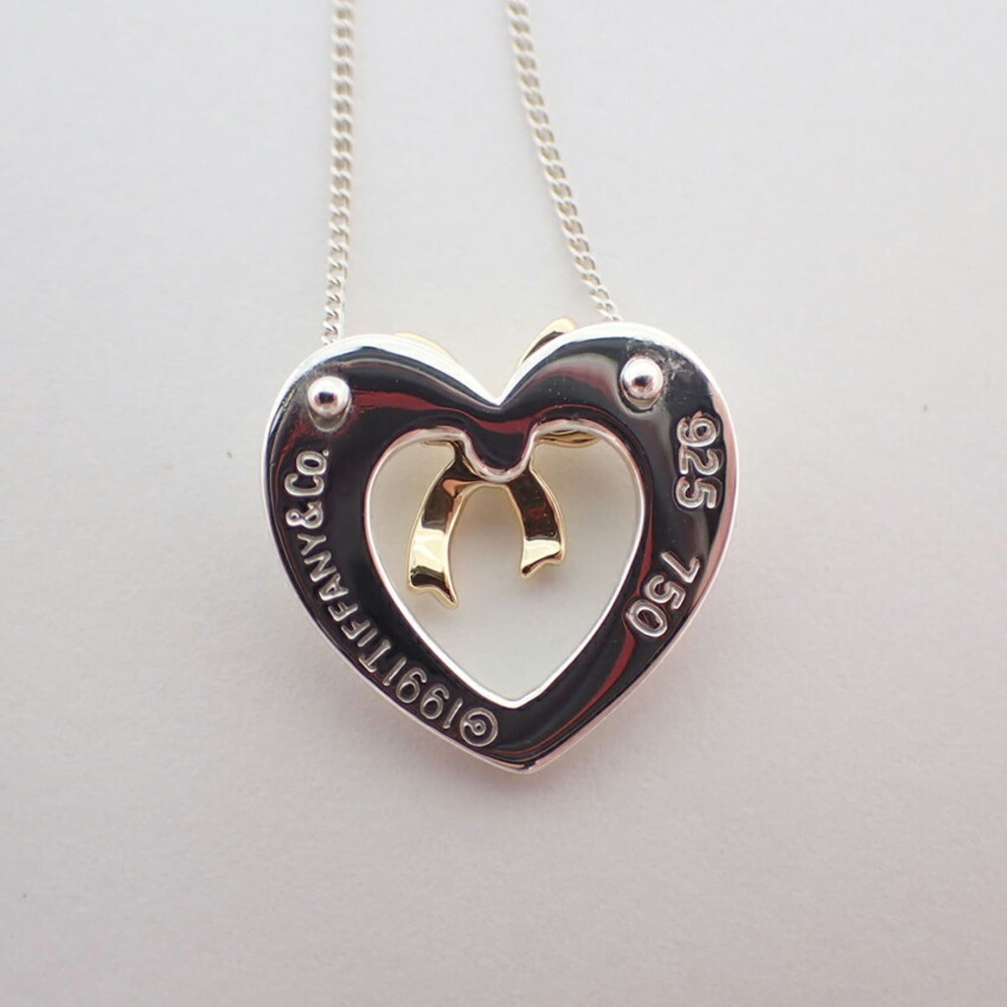 Tiffany & Co. TIFFANY & Co. 925 750 Heart Ribbon Pendant Necklace Size ONE SIZE - 7 Thumbnail