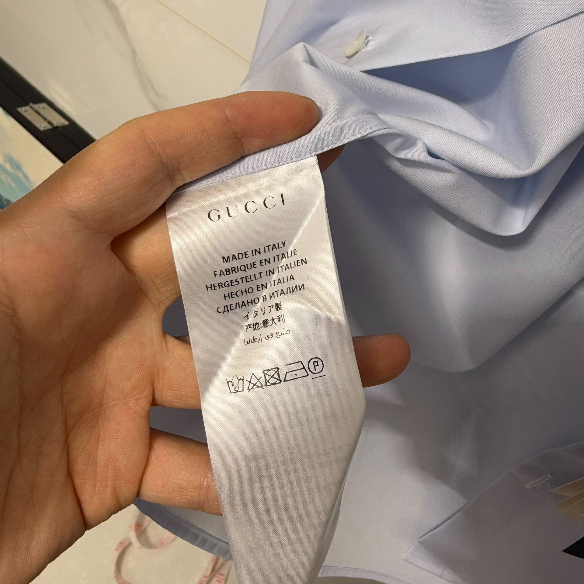 Gucci Gucci Light Blue Button Up Shirt Size XL Size US XL / EU 56 / 4 - 5 Thumbnail