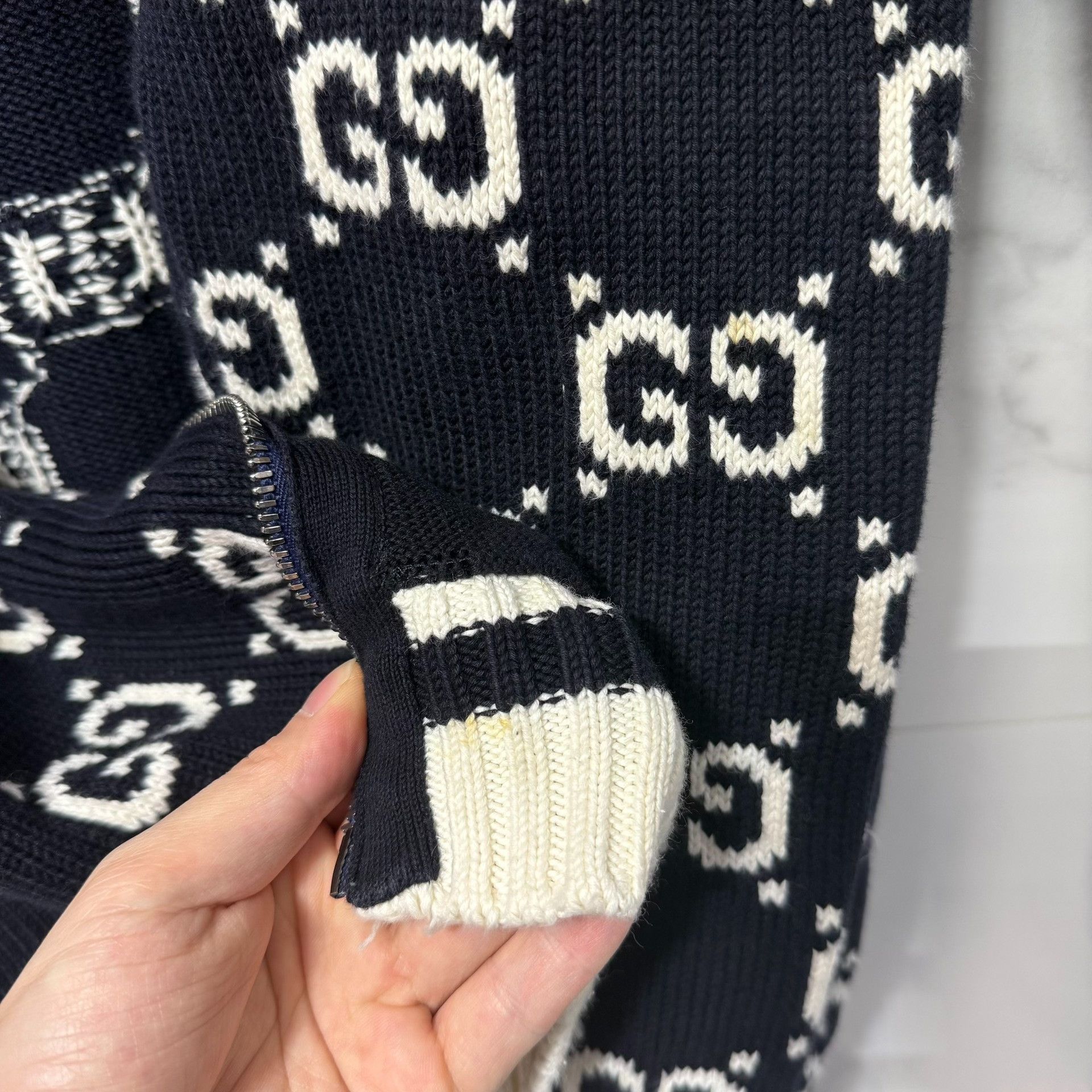 Gucci Gucci Monogram Knit Zip-Up Jacket Size S Size US S / EU 44-46 / 1 - 9 Thumbnail