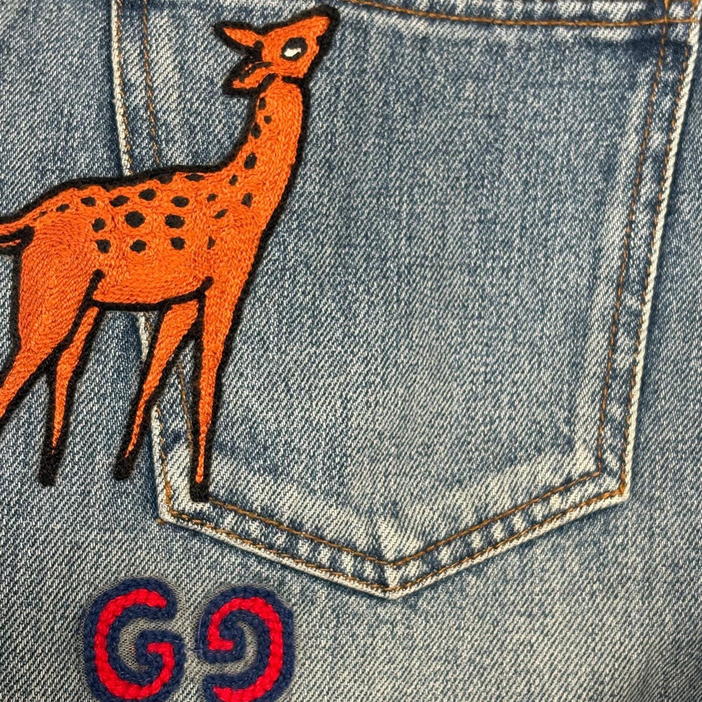 Gucci Gucci Embroidered Giraffe Denim Jeans Size 36 Size US 36 / EU 52 - 7 Thumbnail