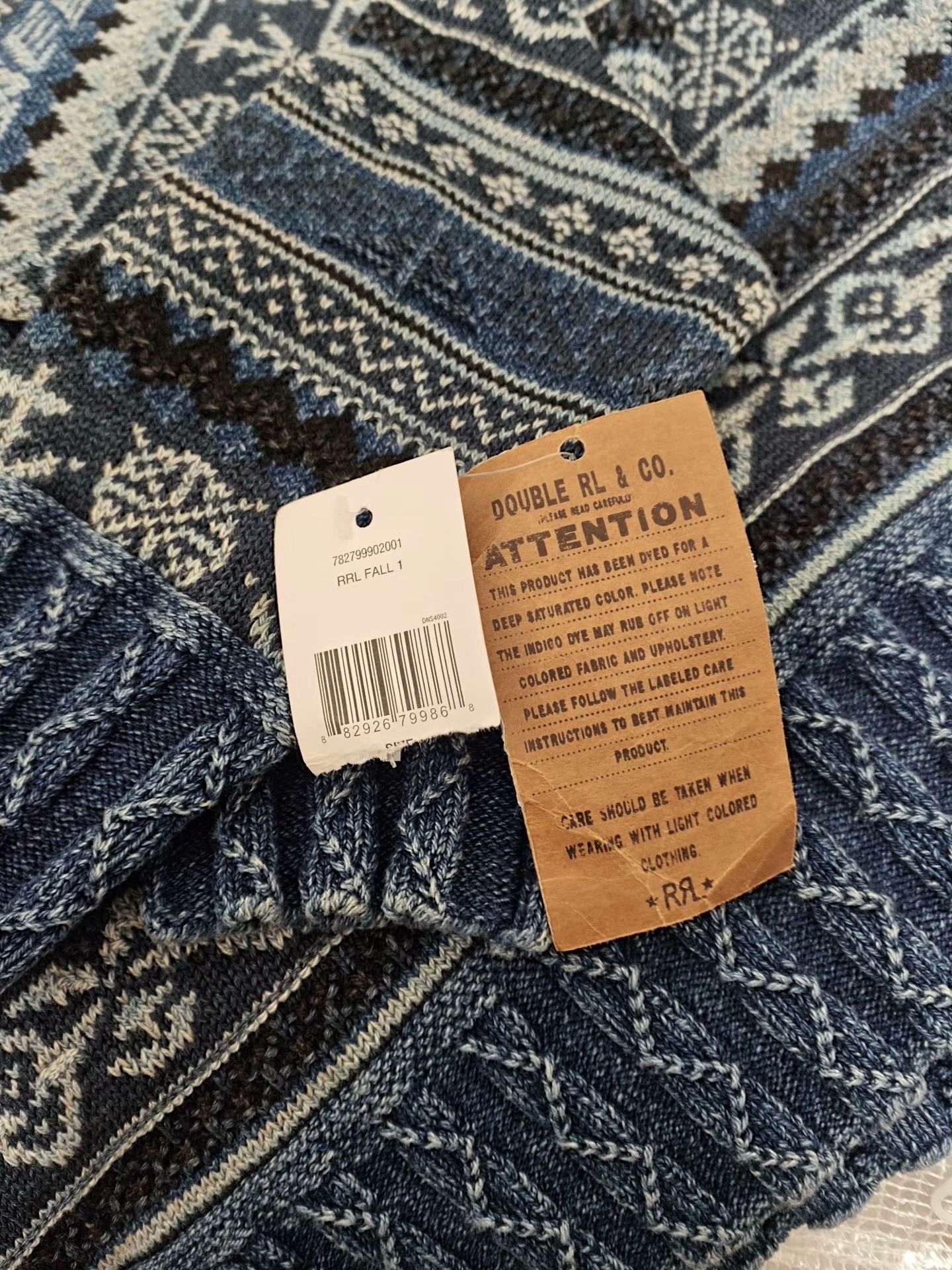 RRL Ralph Lauren RRL Indigo Fair Isle Turtleneck Sweater XS Size US XS / EU 42 / 0 - 8 Thumbnail