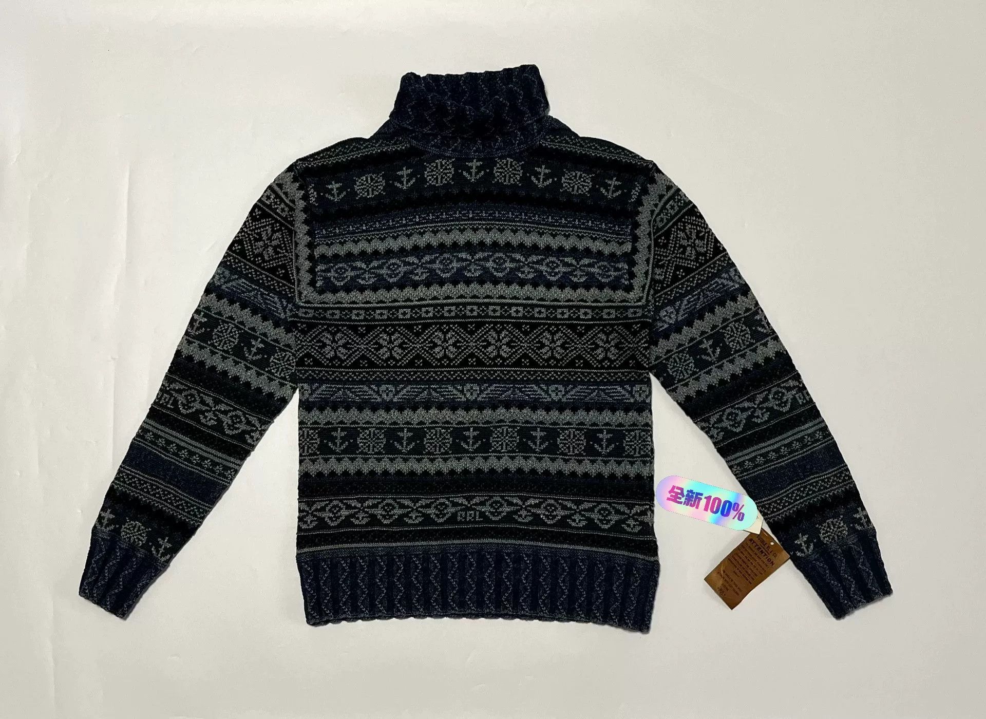 RRL Ralph Lauren RRL Indigo Fair Isle Turtleneck Sweater XS Size US XS / EU 42 / 0 - 2 Thumbnail