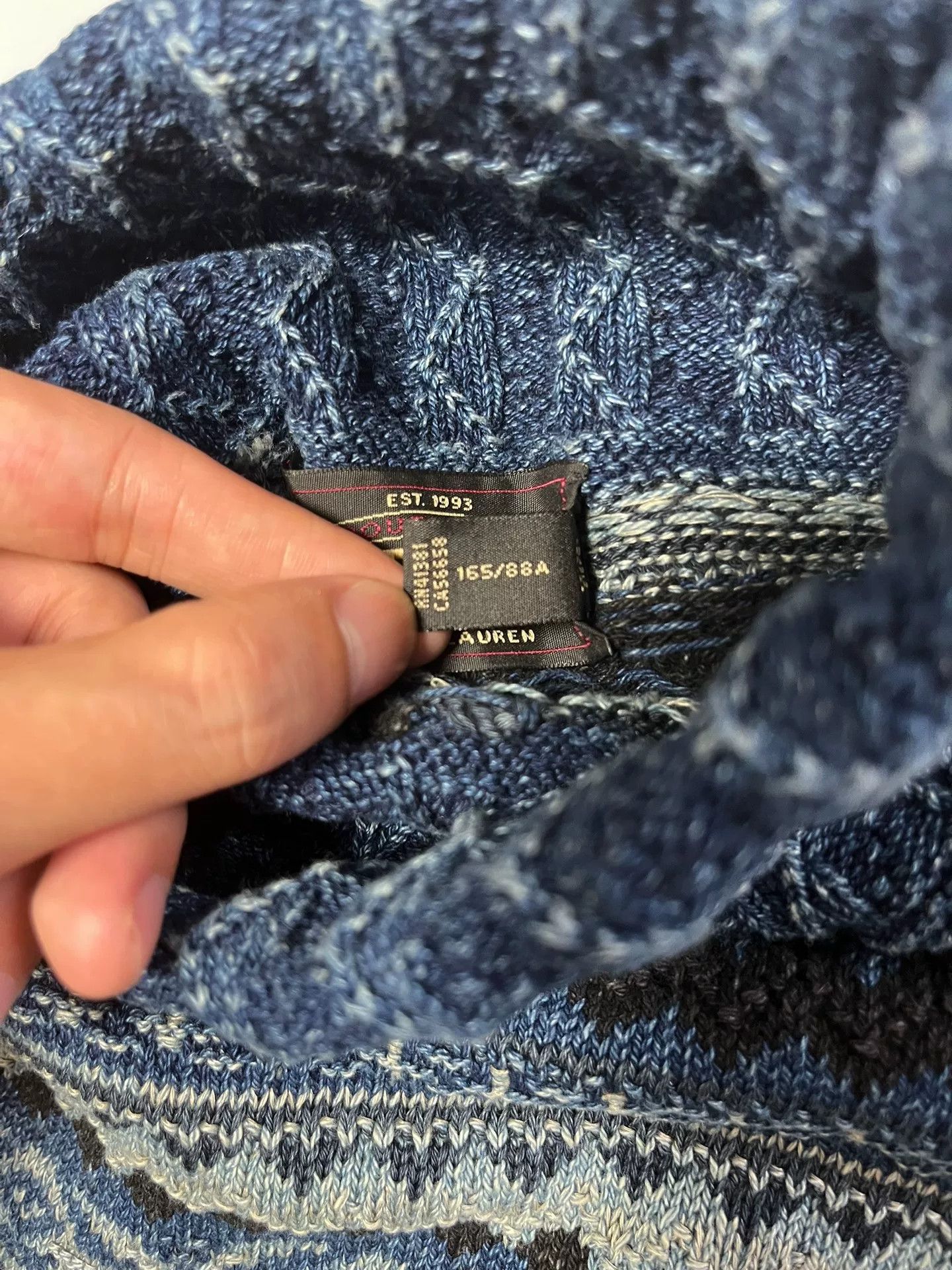 RRL Ralph Lauren RRL Indigo Fair Isle Turtleneck Sweater XS Size US XS / EU 42 / 0 - 5 Thumbnail