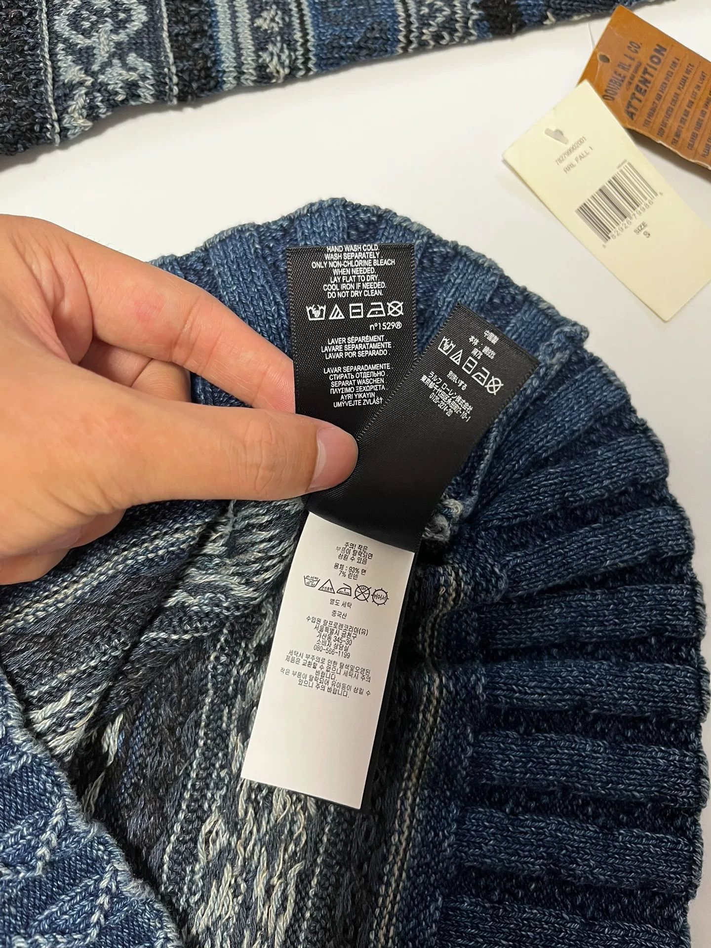 RRL Ralph Lauren RRL Indigo Fair Isle Turtleneck Sweater XS Size US XS / EU 42 / 0 - 6 Thumbnail