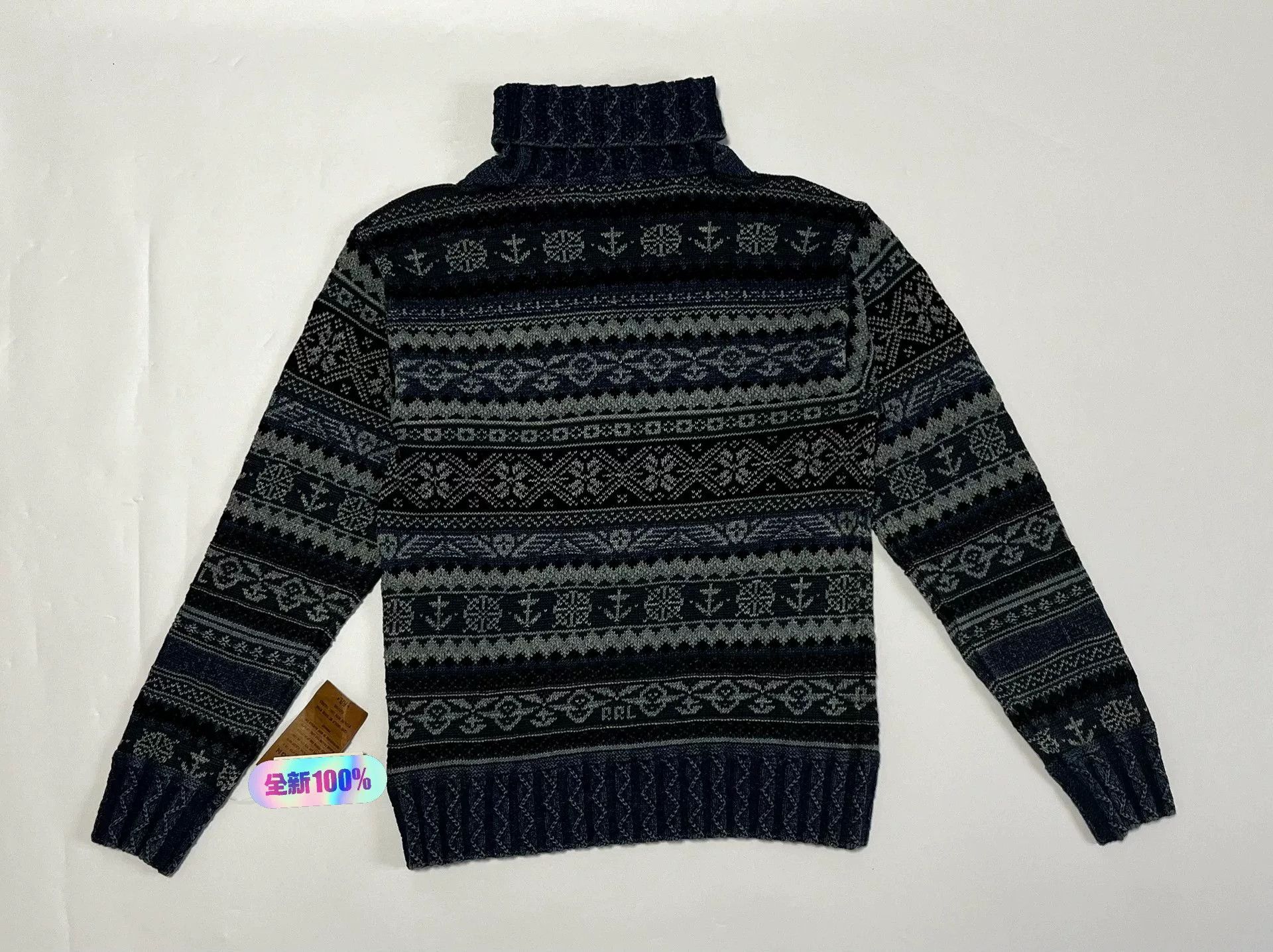 RRL Ralph Lauren RRL Indigo Fair Isle Turtleneck Sweater XS Size US XS / EU 42 / 0 - 9 Thumbnail