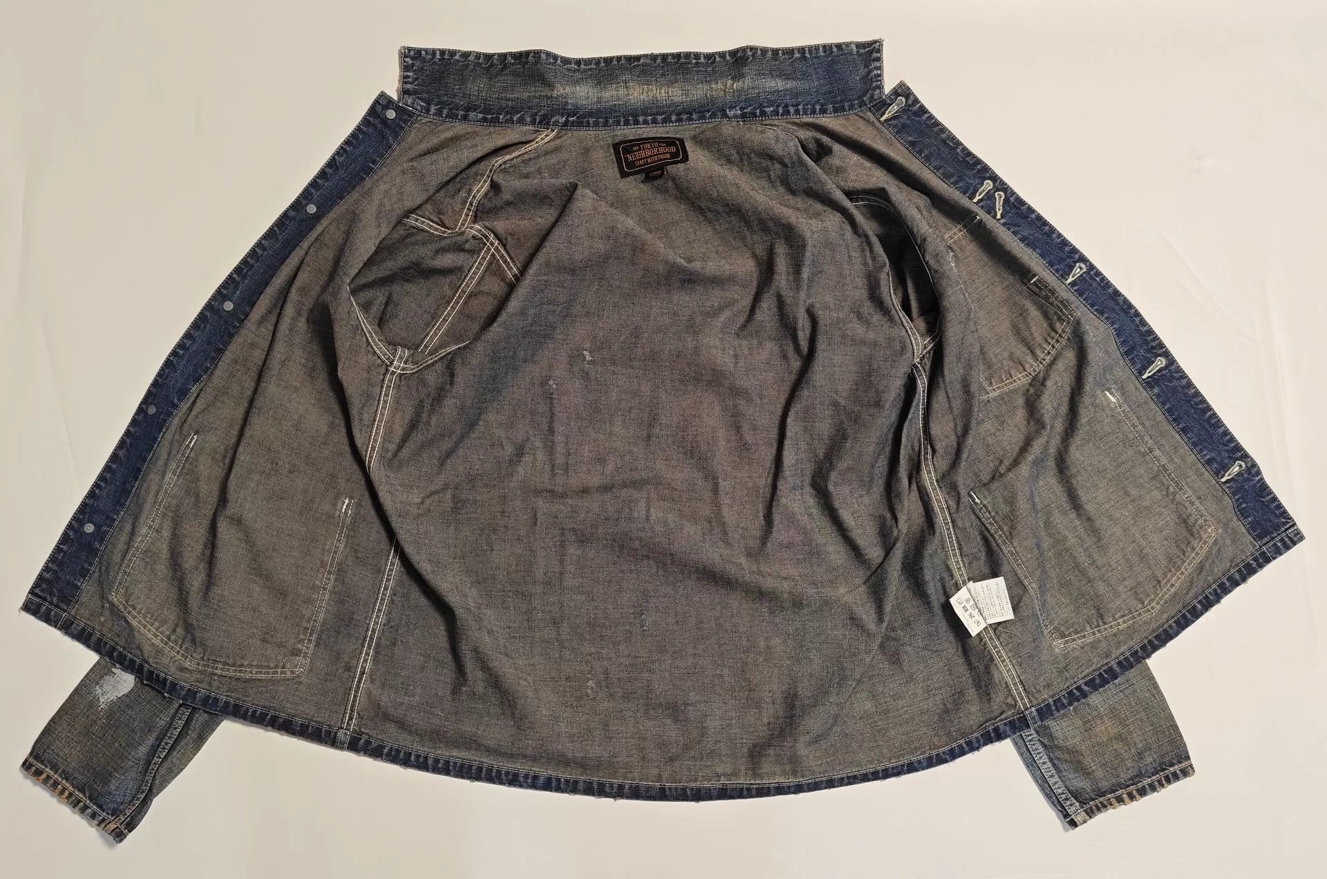 Neighborhood Neighborhood Distressed Paint Splatter Denim Shirt Size L Size US L / EU 52-54 / 3 - 6 Thumbnail