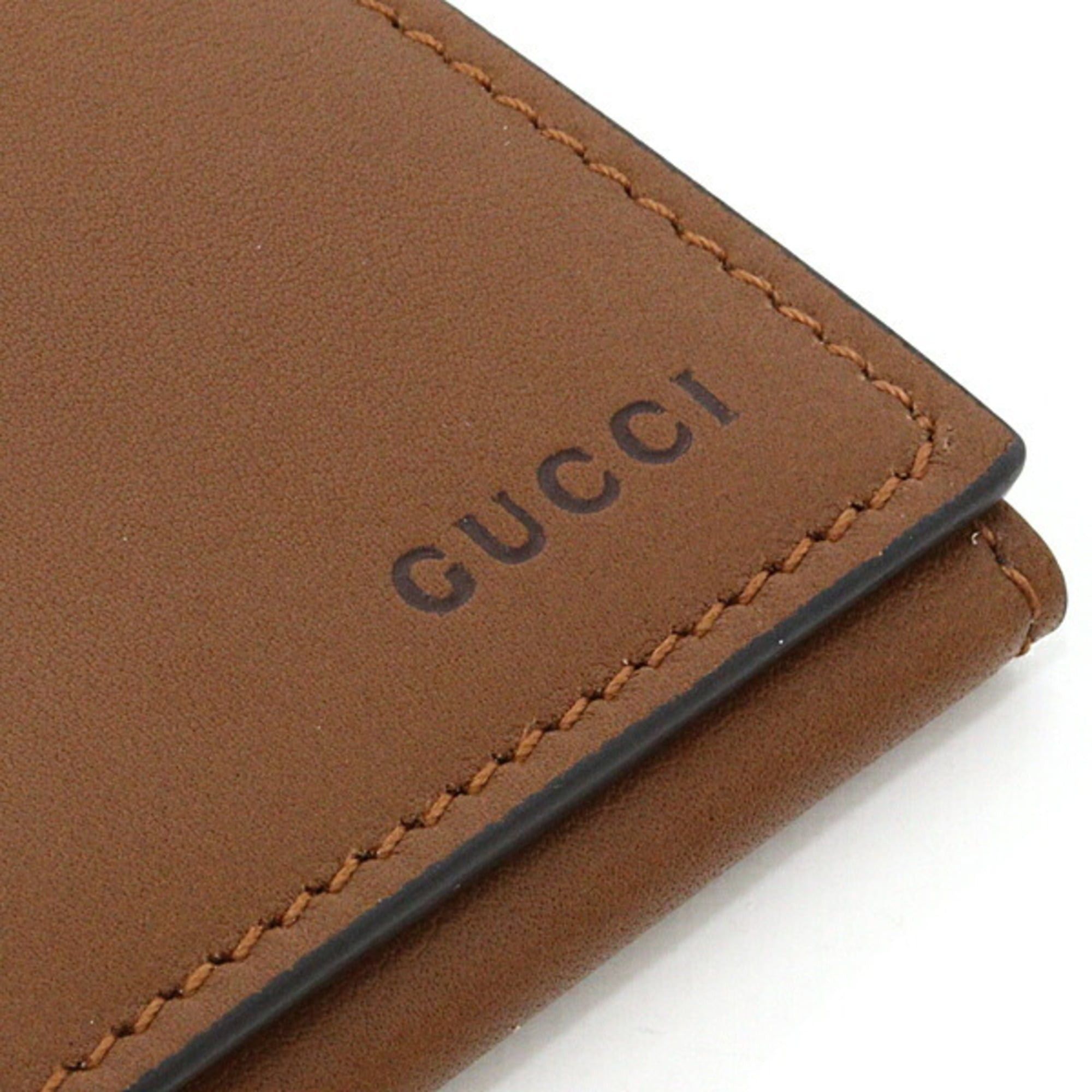 Gucci Gucci GG Emblem Card Case, Business Holder, Mini Wallet, Smooth Leather, 818956 Brown Size ONE SIZE - 6 Thumbnail