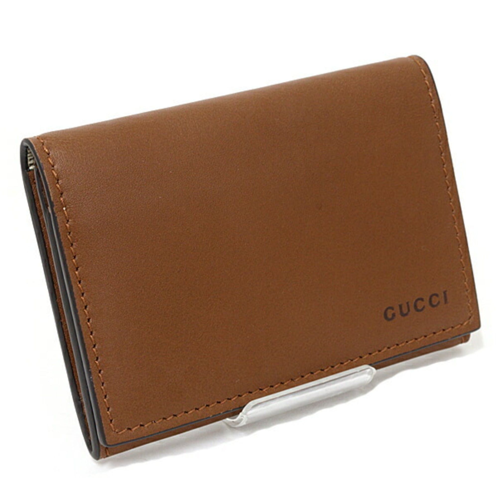 Gucci Gucci GG Emblem Card Case, Business Holder, Mini Wallet, Smooth Leather, 818956 Brown Size ONE SIZE - 2 Thumbnail