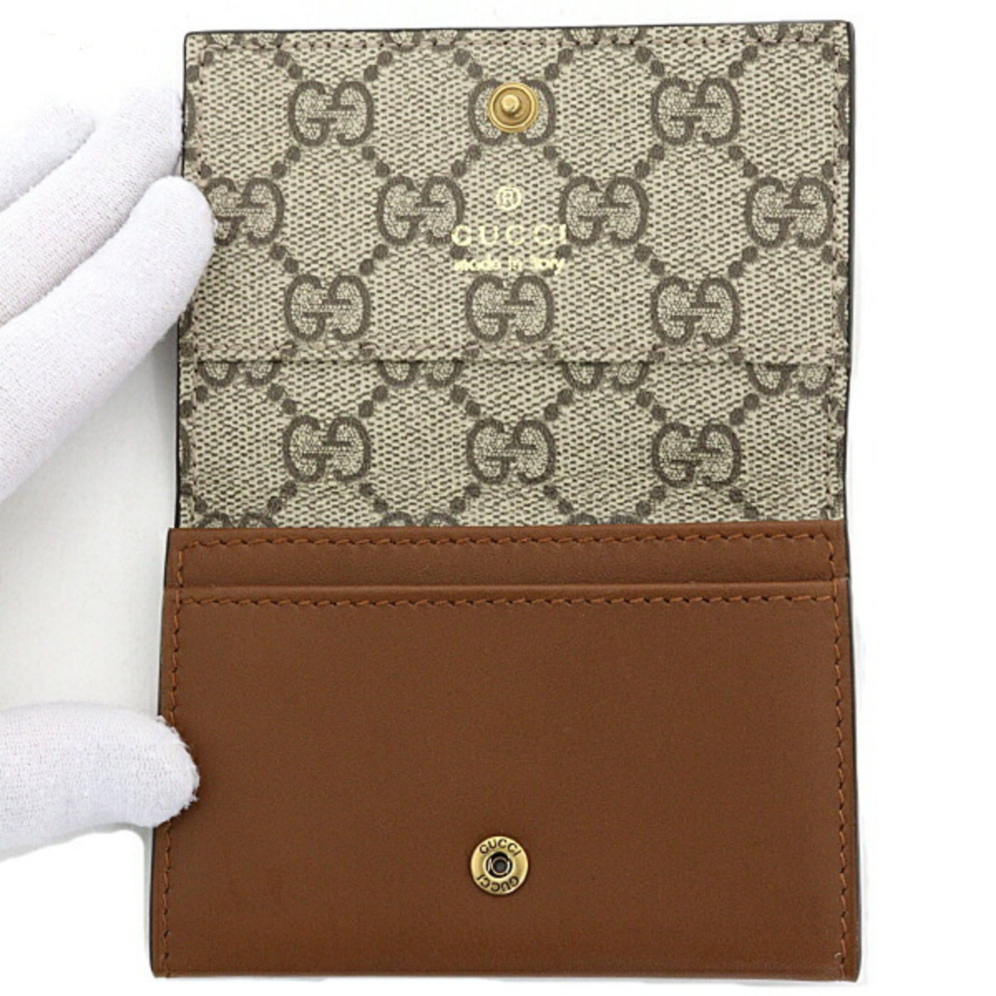 Gucci Gucci GG Emblem Card Case, Business Holder, Mini Wallet, Smooth Leather, 818956 Brown Size ONE SIZE - 4 Thumbnail