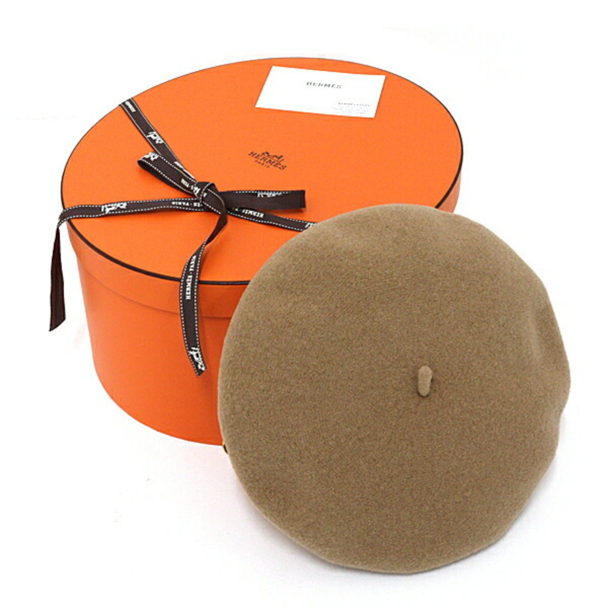 Hermes Hermes Beret "Bonnie Jump" Hat Merino Wool Felt Calfskin H252013N TB58 Beige Trench Unused Size ONE SIZE - 2 Thumbnail