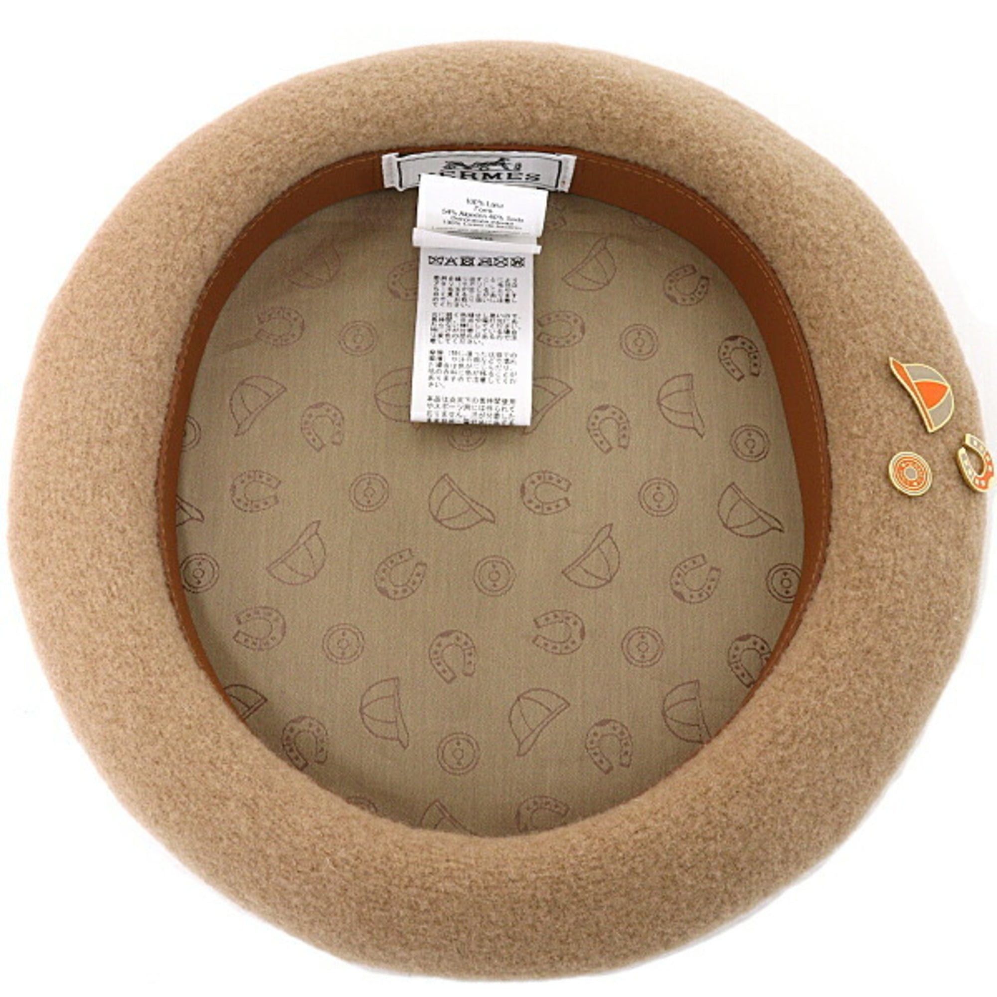 Hermes Hermes Beret "Bonnie Jump" Hat Merino Wool Felt Calfskin H252013N TB58 Beige Trench Unused Size ONE SIZE - 3 Thumbnail