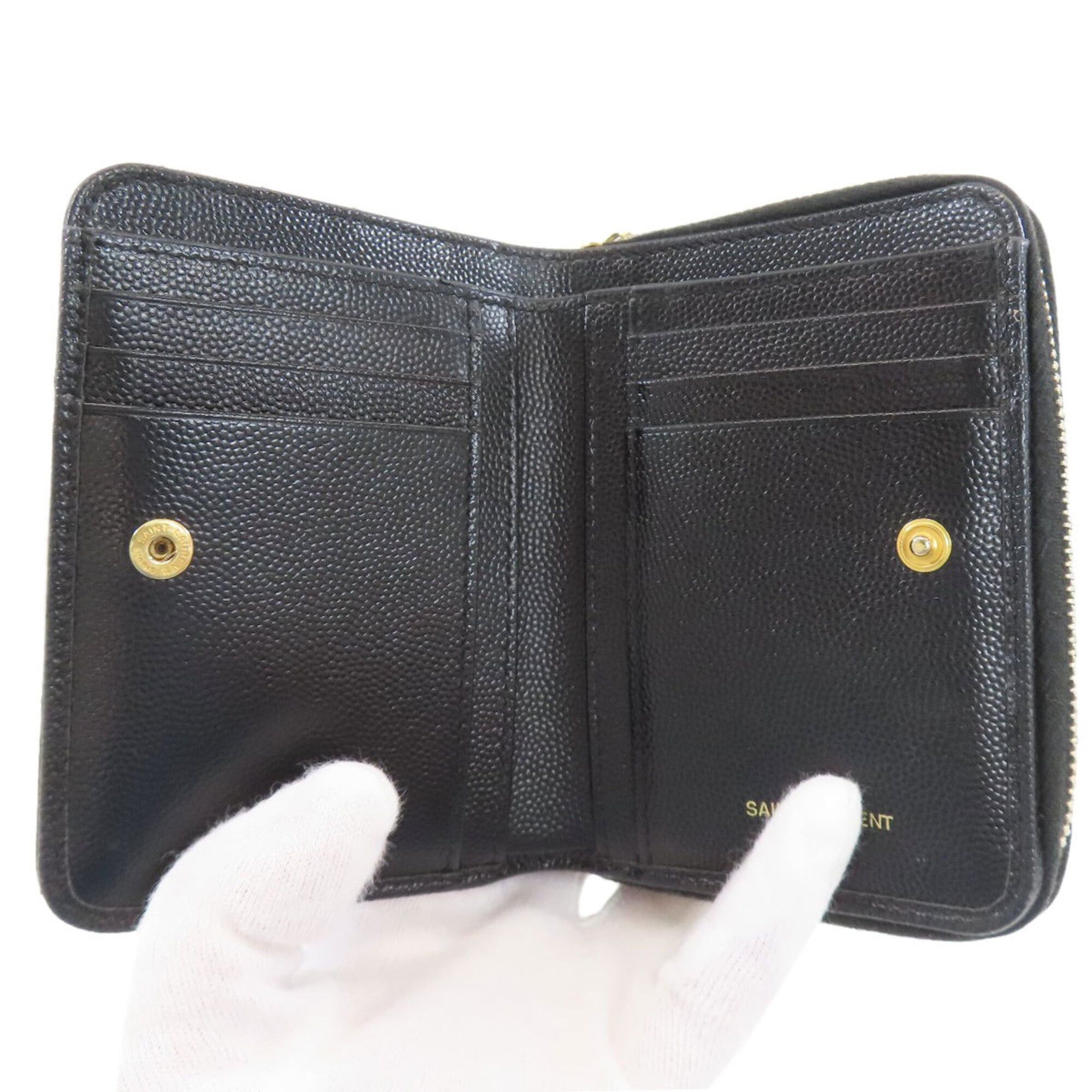 Yves Saint Laurent Yves Saint Laurent Cassandra Stitch Bi-fold Wallet Leather Women's YVES SAINT LAURENT Size ONE SIZE - 4 Thumbnail