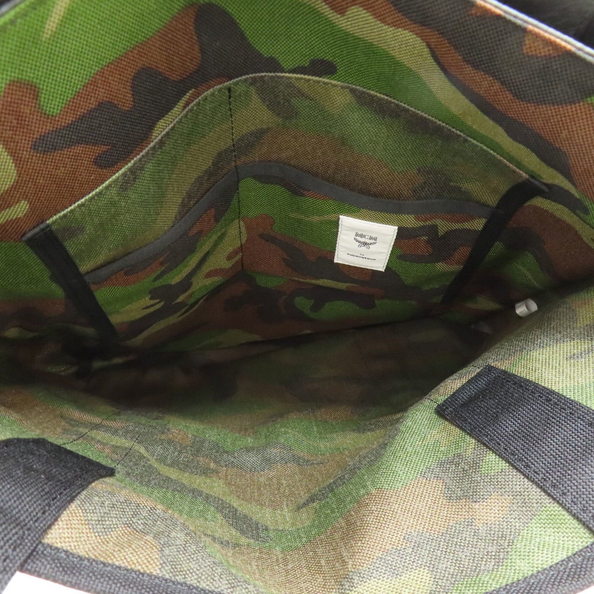 MCM MCM Camouflage Pattern Tote Bag, Canvas/Leather, Women's Size ONE SIZE - 5 Thumbnail