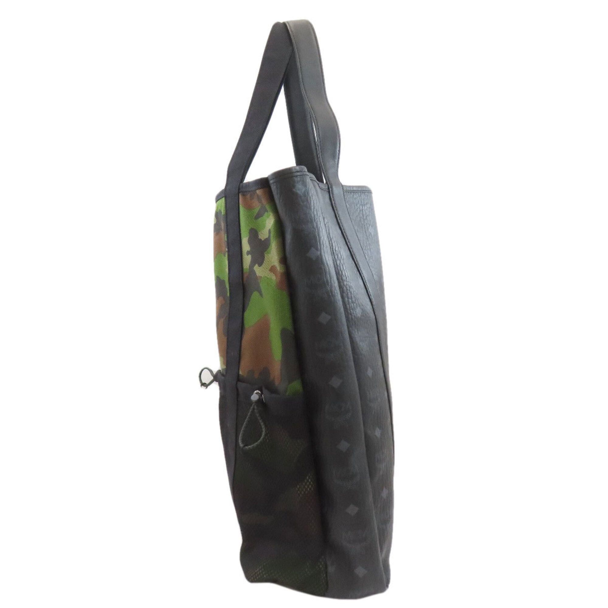 MCM MCM Camouflage Pattern Tote Bag, Canvas/Leather, Women's Size ONE SIZE - 3 Thumbnail