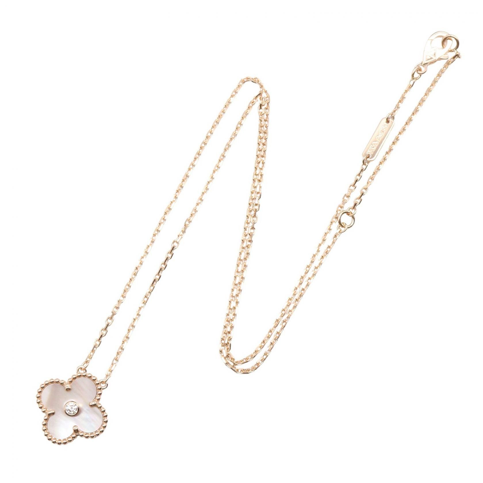 Van Cleef & Arpels Van Cleef & Arpels Van Cleef & Arpels Vintage Alhambra Au750 Pink Gold Diamond Mother of Pearl Necklace Precious Metal Necklace VCARPMOP00 DUTY FREE for USA Size ONE SIZE - 2 Thumbnail