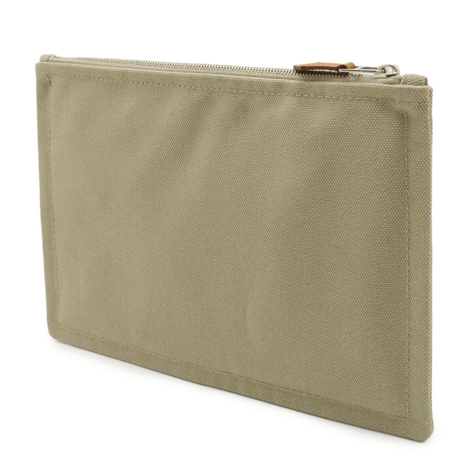 Hermes HERMES New Yachting PM Flat Pouch Handbag Canvas Leather Sand Beige Size ONE SIZE - 3 Thumbnail