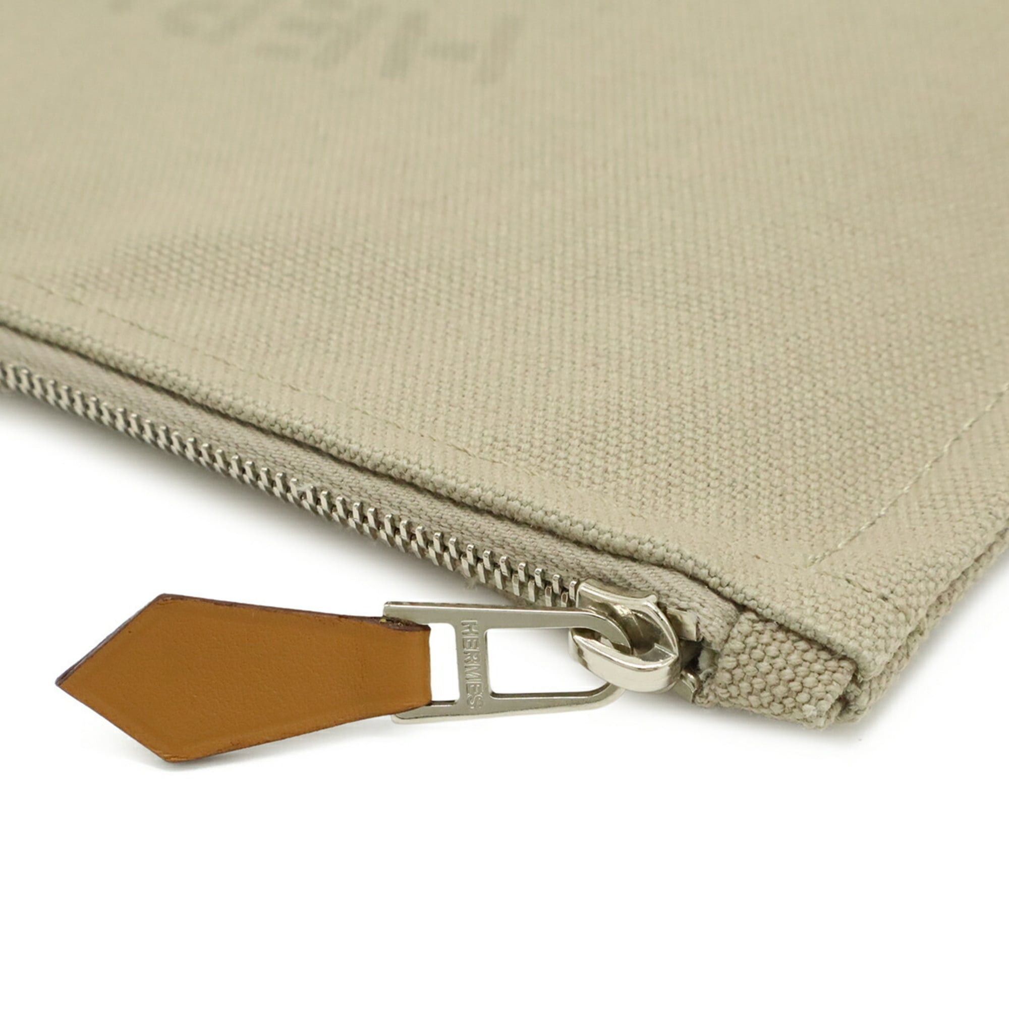 Hermes HERMES New Yachting PM Flat Pouch Handbag Canvas Leather Sand Beige Size ONE SIZE - 5 Thumbnail