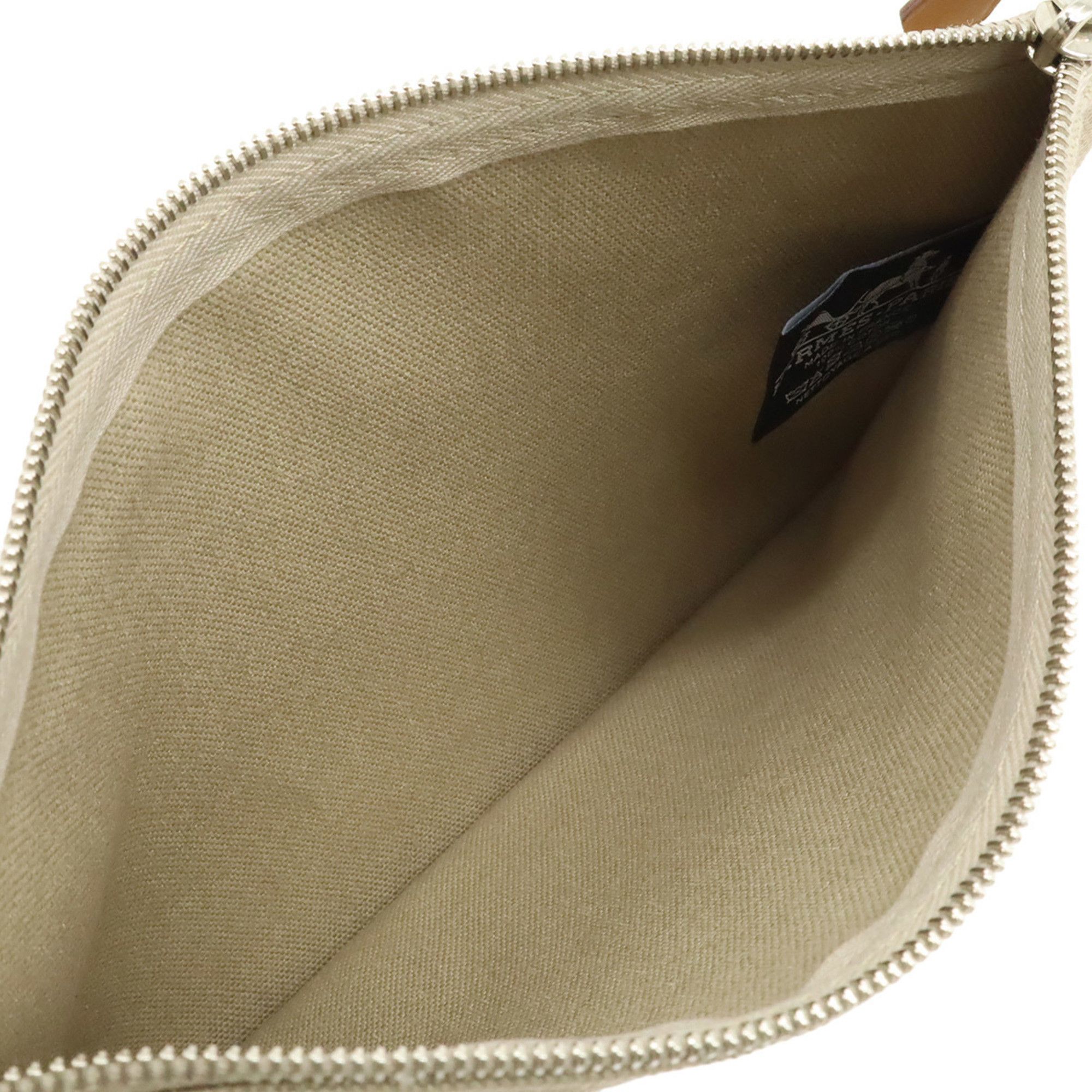 Hermes HERMES New Yachting PM Flat Pouch Handbag Canvas Leather Sand Beige Size ONE SIZE - 6 Thumbnail