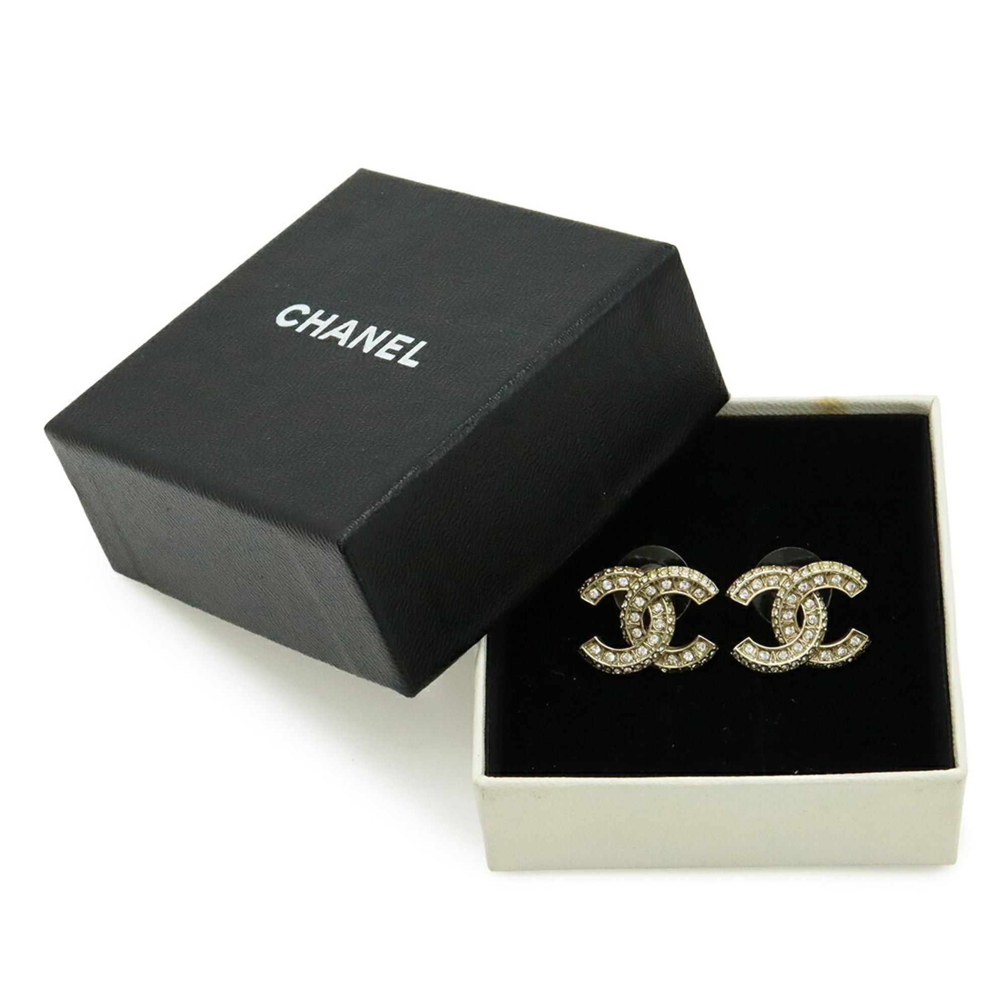 Chanel CHANEL Coco Mark Stud Earrings with Rhinestones, GP Gold, A14 B Size ONE SIZE - 8 Thumbnail