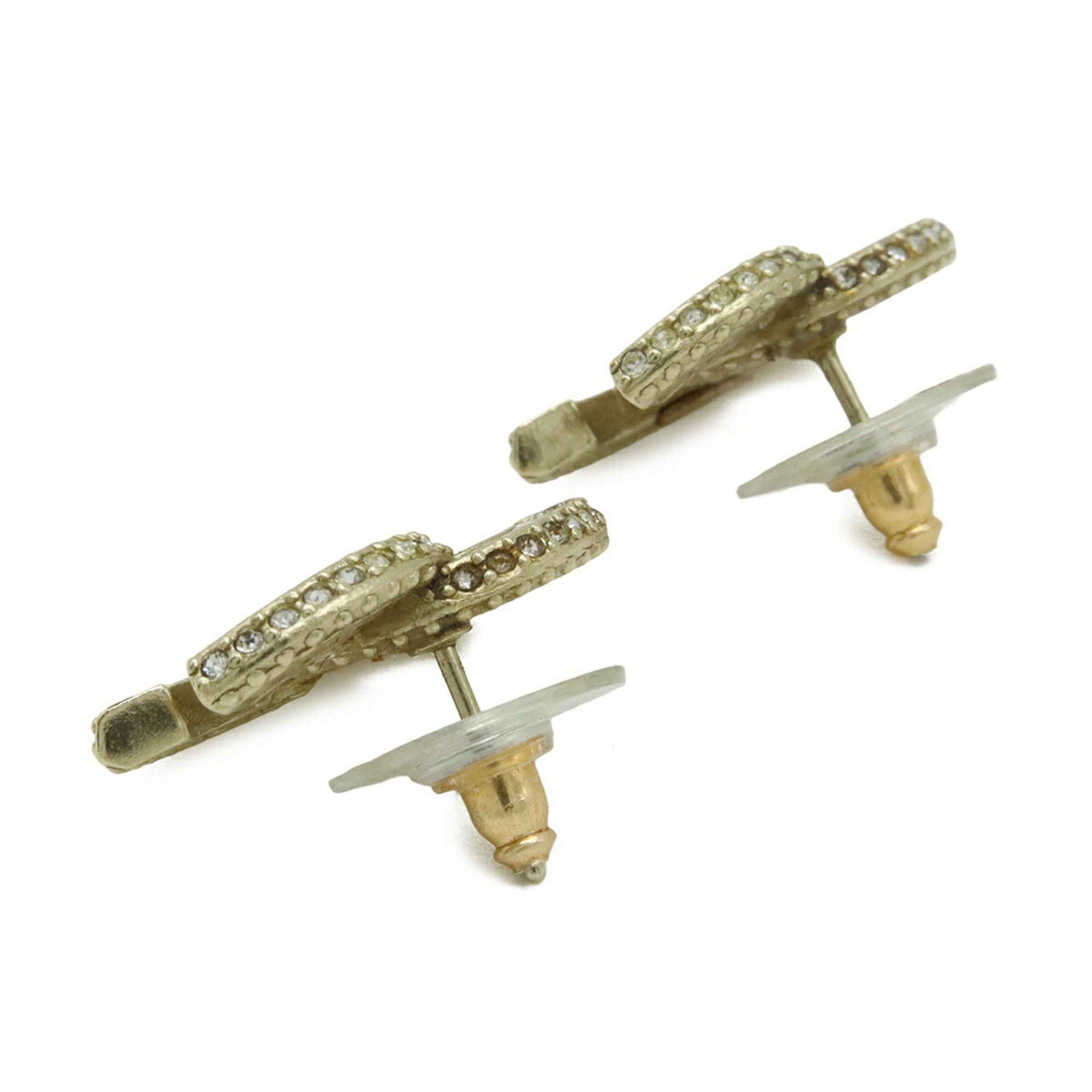 Chanel CHANEL Coco Mark Stud Earrings with Rhinestones, GP Gold, A14 B Size ONE SIZE - 4 Thumbnail