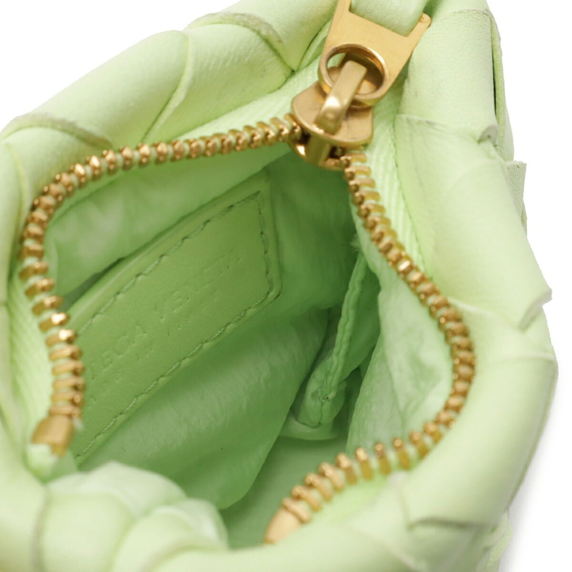 Bottega Veneta Bottega Veneta Intrecciato Wallet/Coin Purse Leather Lime Green with Neck Strap Size ONE SIZE - 9 Thumbnail