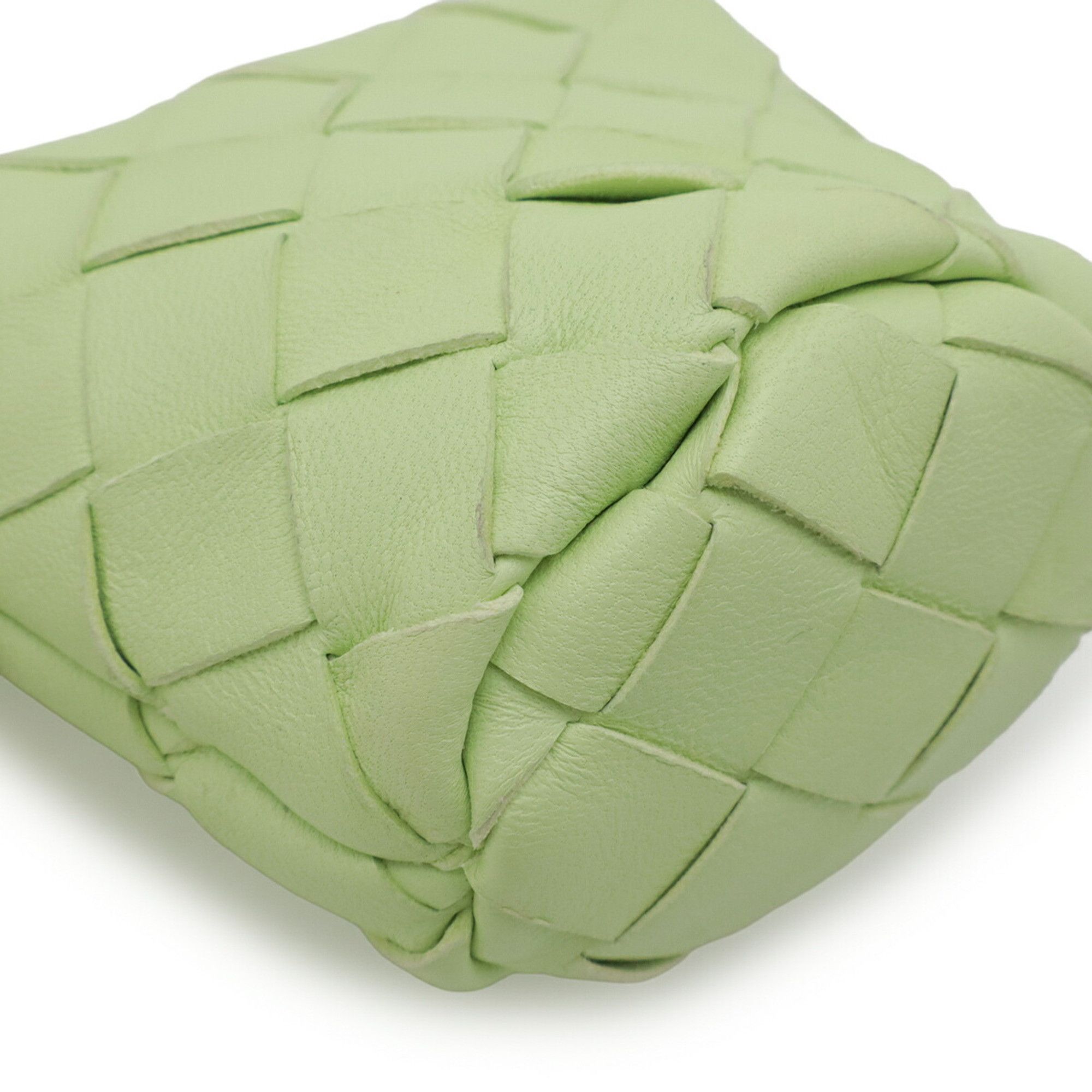 Bottega Veneta Bottega Veneta Intrecciato Wallet/Coin Purse Leather Lime Green with Neck Strap Size ONE SIZE - 4 Thumbnail