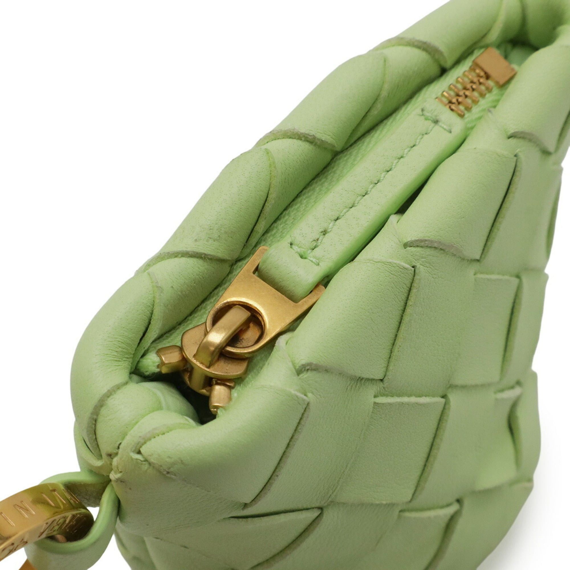 Bottega Veneta Bottega Veneta Intrecciato Wallet/Coin Purse Leather Lime Green with Neck Strap Size ONE SIZE - 5 Thumbnail