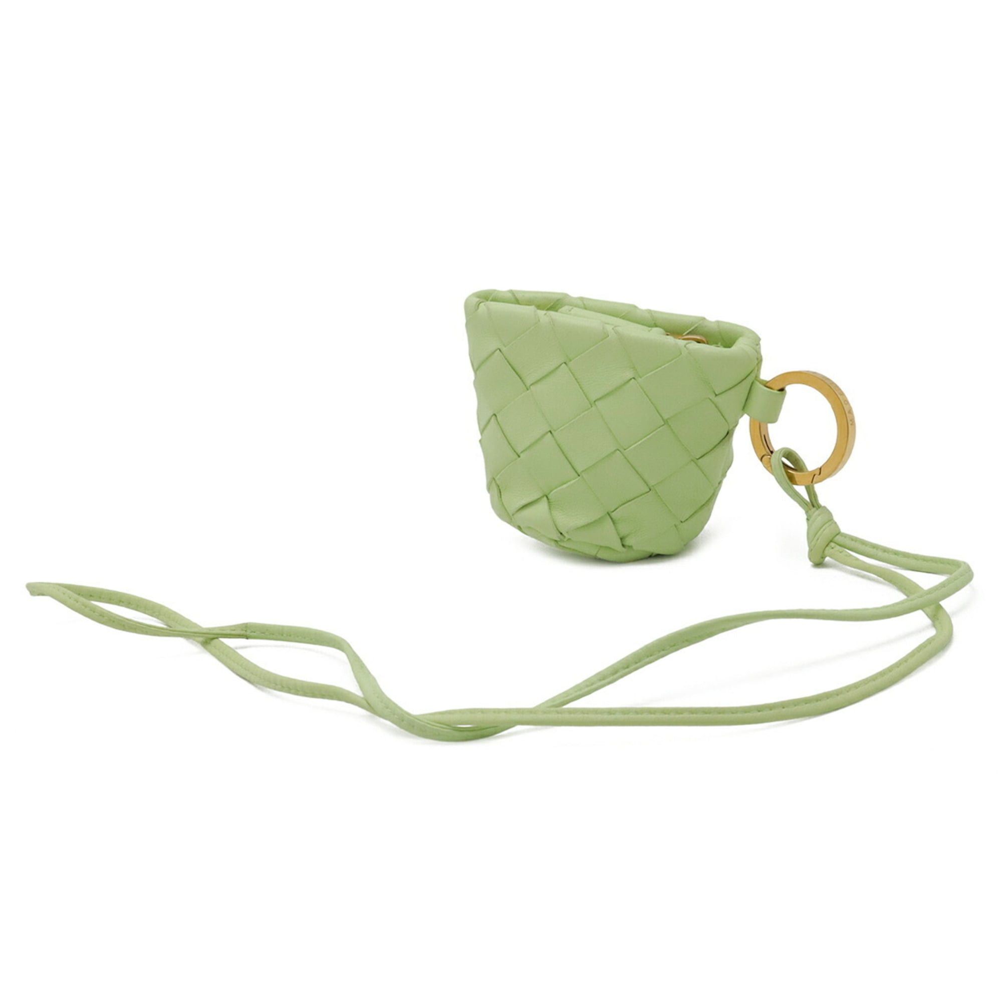 Bottega Veneta Bottega Veneta Intrecciato Wallet/Coin Purse Leather Lime Green with Neck Strap Size ONE SIZE - 3 Thumbnail