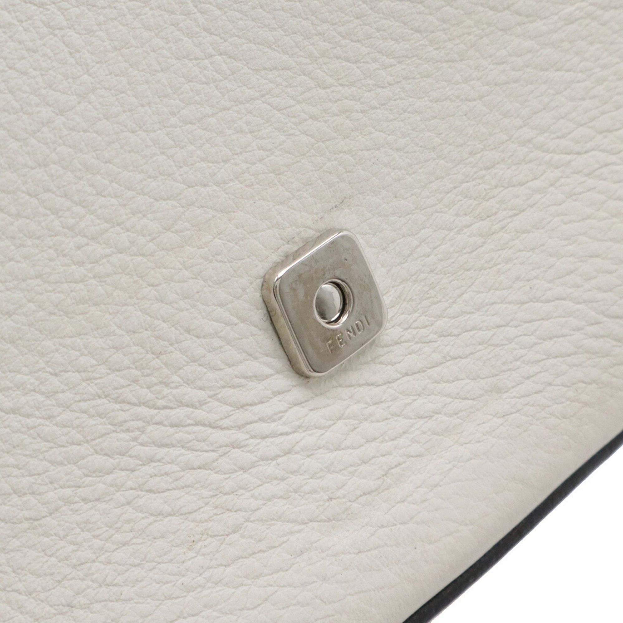 Fendi FENDI Double Micro Bucket Handbag Chain Shoulder Bag Flower Leather White Pink 8M0371 Size ONE SIZE - 9 Thumbnail