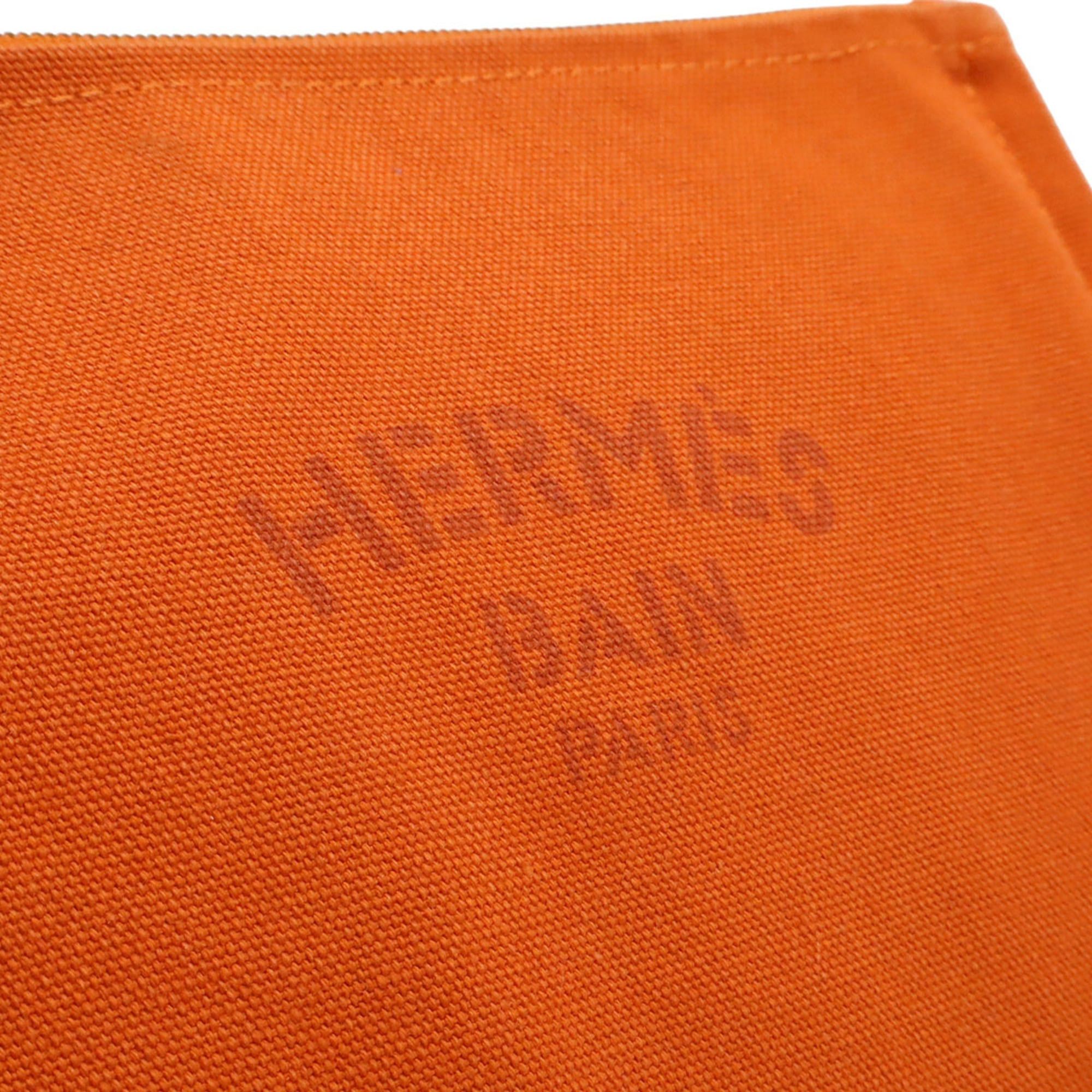 Hermes HERMES New Yachting PM Flat Pouch Handbag Canvas Leather Orange Size ONE SIZE - 8 Thumbnail