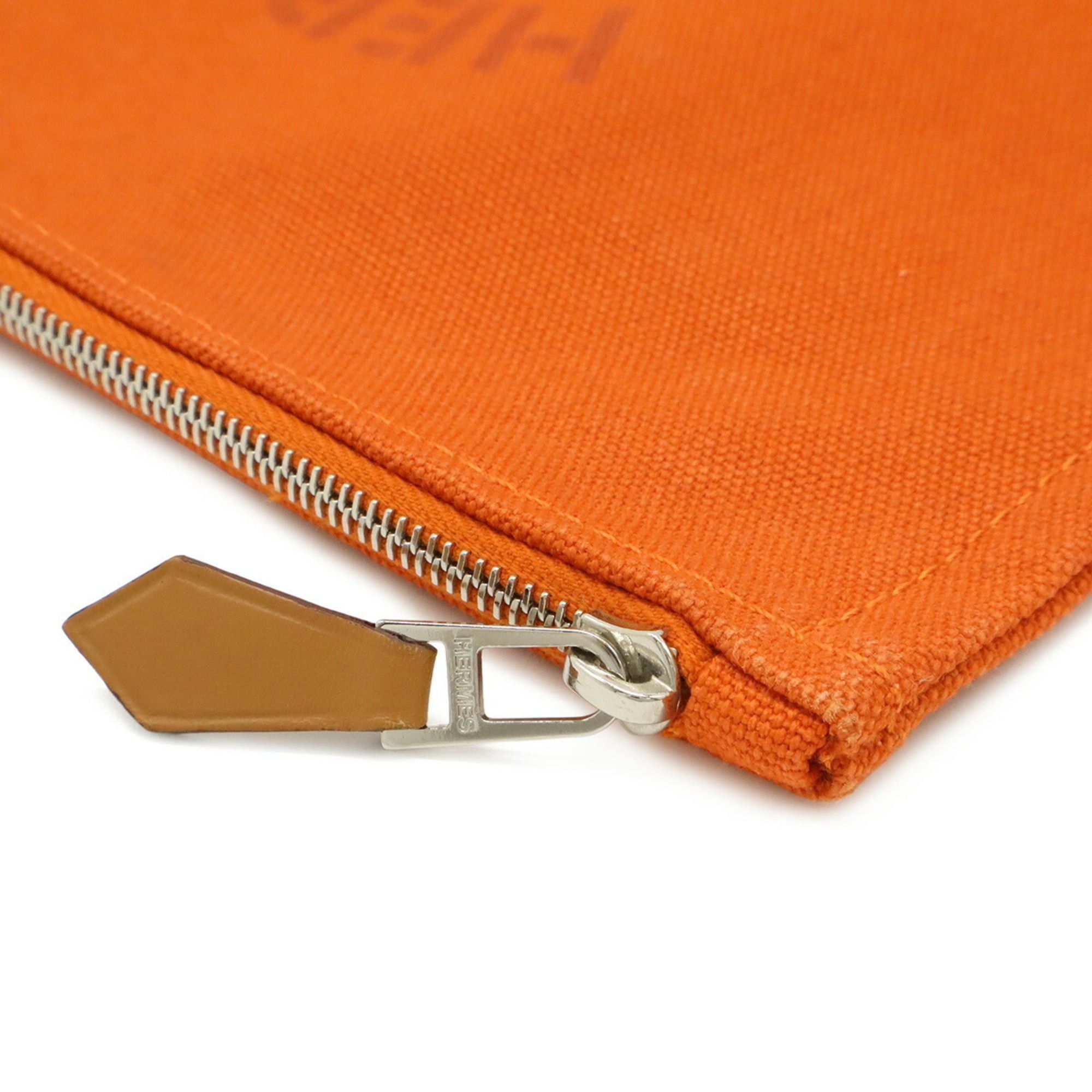 Hermes HERMES New Yachting PM Flat Pouch Handbag Canvas Leather Orange Size ONE SIZE - 5 Thumbnail