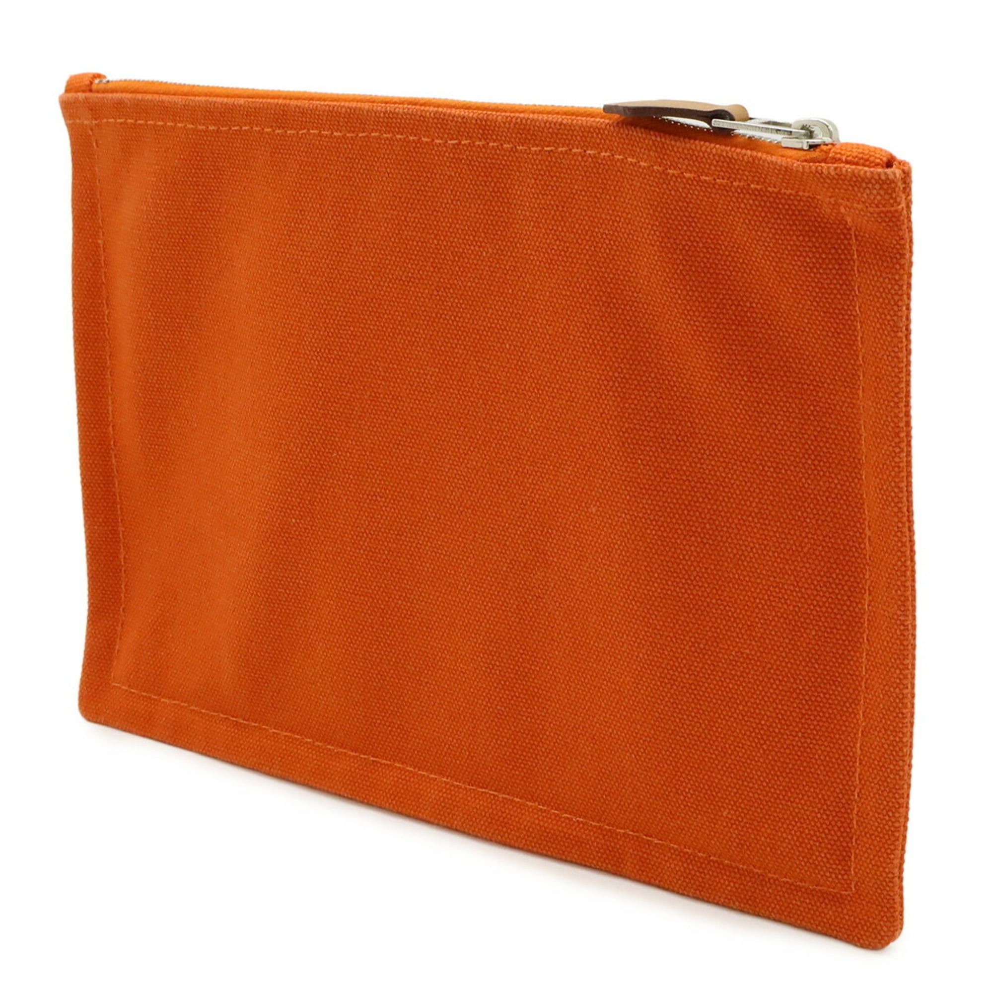 Hermes HERMES New Yachting PM Flat Pouch Handbag Canvas Leather Orange Size ONE SIZE - 3 Thumbnail