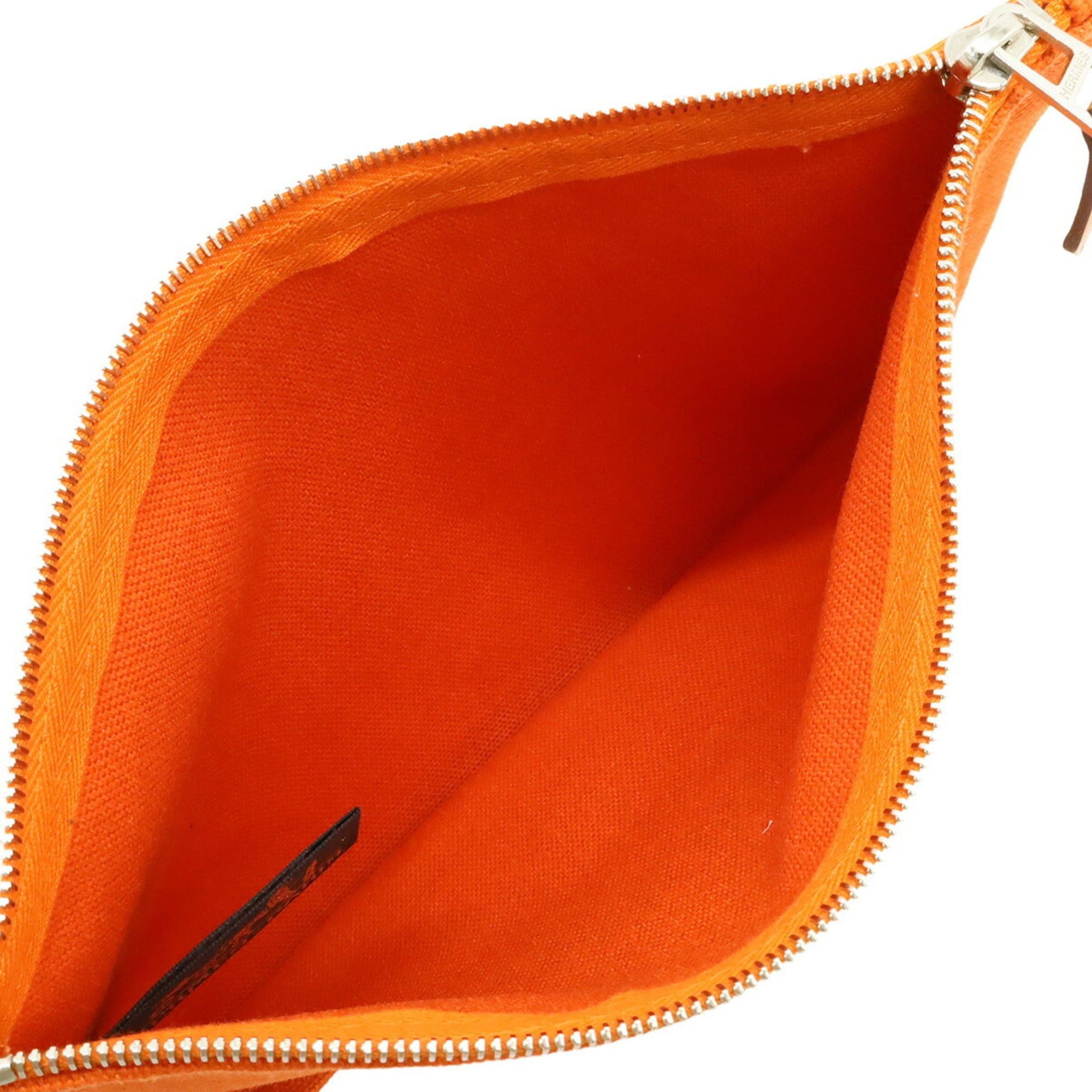 Hermes HERMES New Yachting PM Flat Pouch Handbag Canvas Leather Orange Size ONE SIZE - 6 Thumbnail