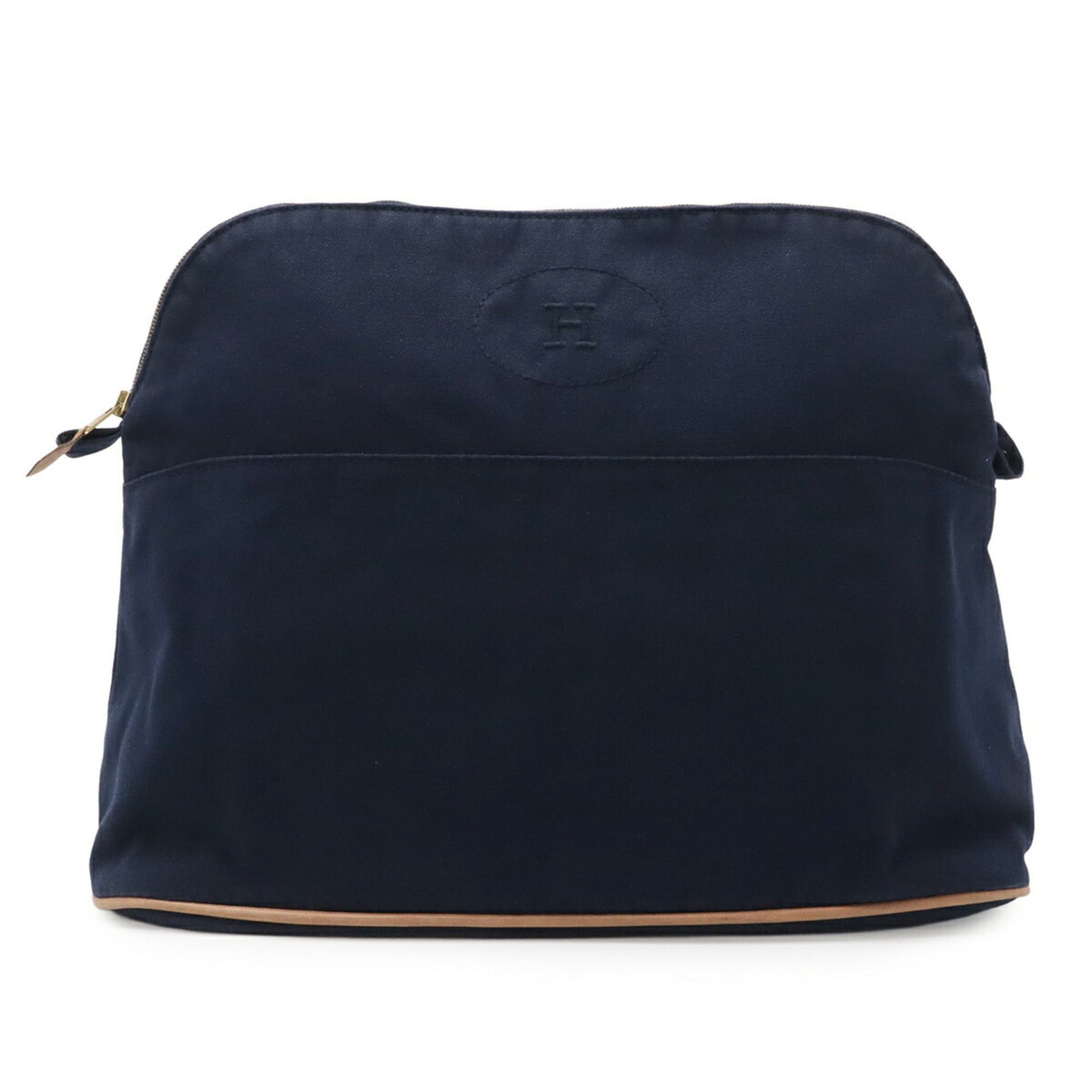 Hermes HERMES Bolide Pouch 34 TGM Handbag Clutch Bag Canvas Leather Navy Size ONE SIZE - 2 Thumbnail