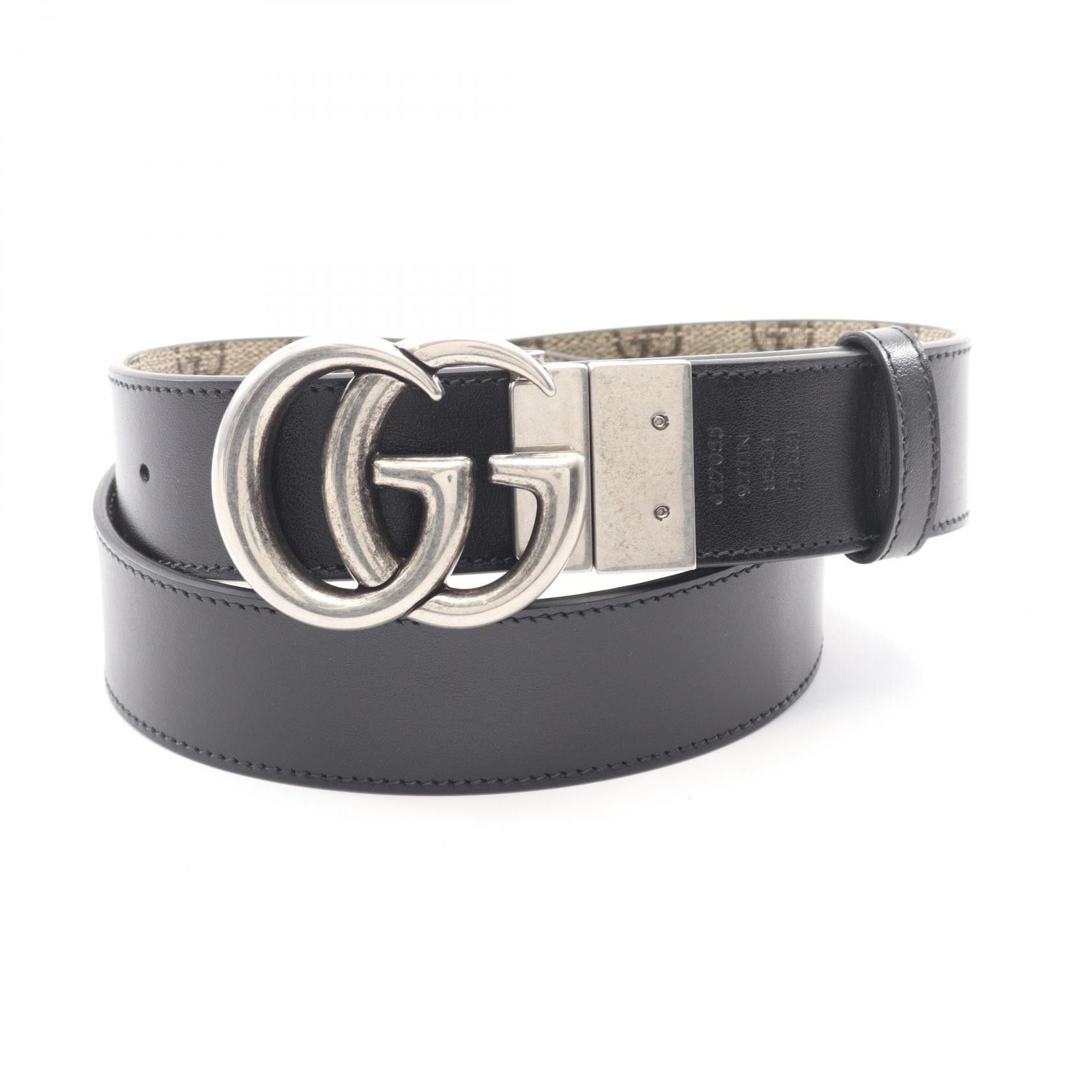 Gucci Gucci Gucci Double G GG Supreme Leather PVC Coated Canvas Belt Textile Belt 62705592TIN976985 DUTY FREE for USA Size ONE SIZE - 5 Thumbnail