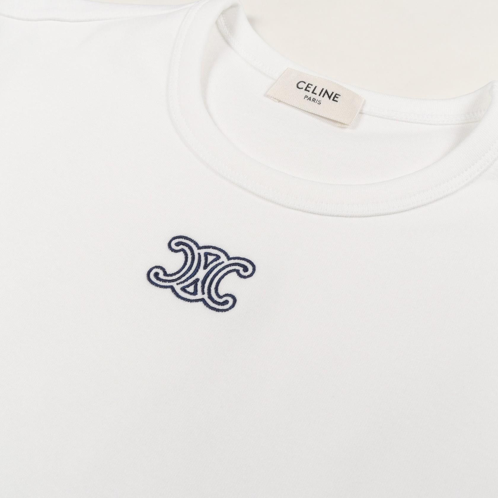 Celine Celine CELINE Triomphe Cotton T shirt Textile T-Shirts RX0IX140701MAL DUTY FREE for USA Size ONE SIZE - 5 Thumbnail